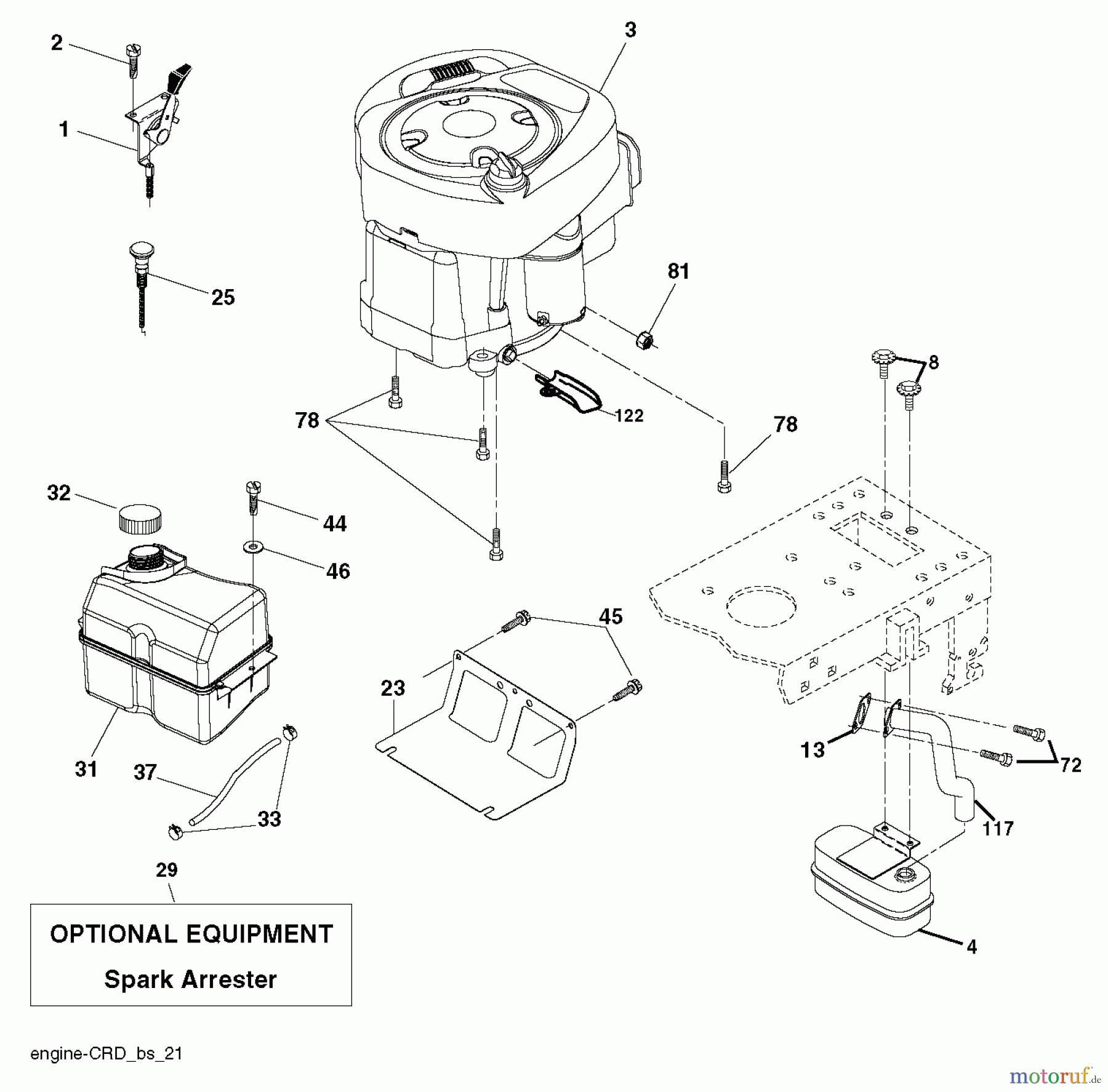  Jonsered Rasen  und Garten Traktoren LT2216 CM (96061027001) - Jonsered Lawn & Garden Tractor (2010-03) ENGINE