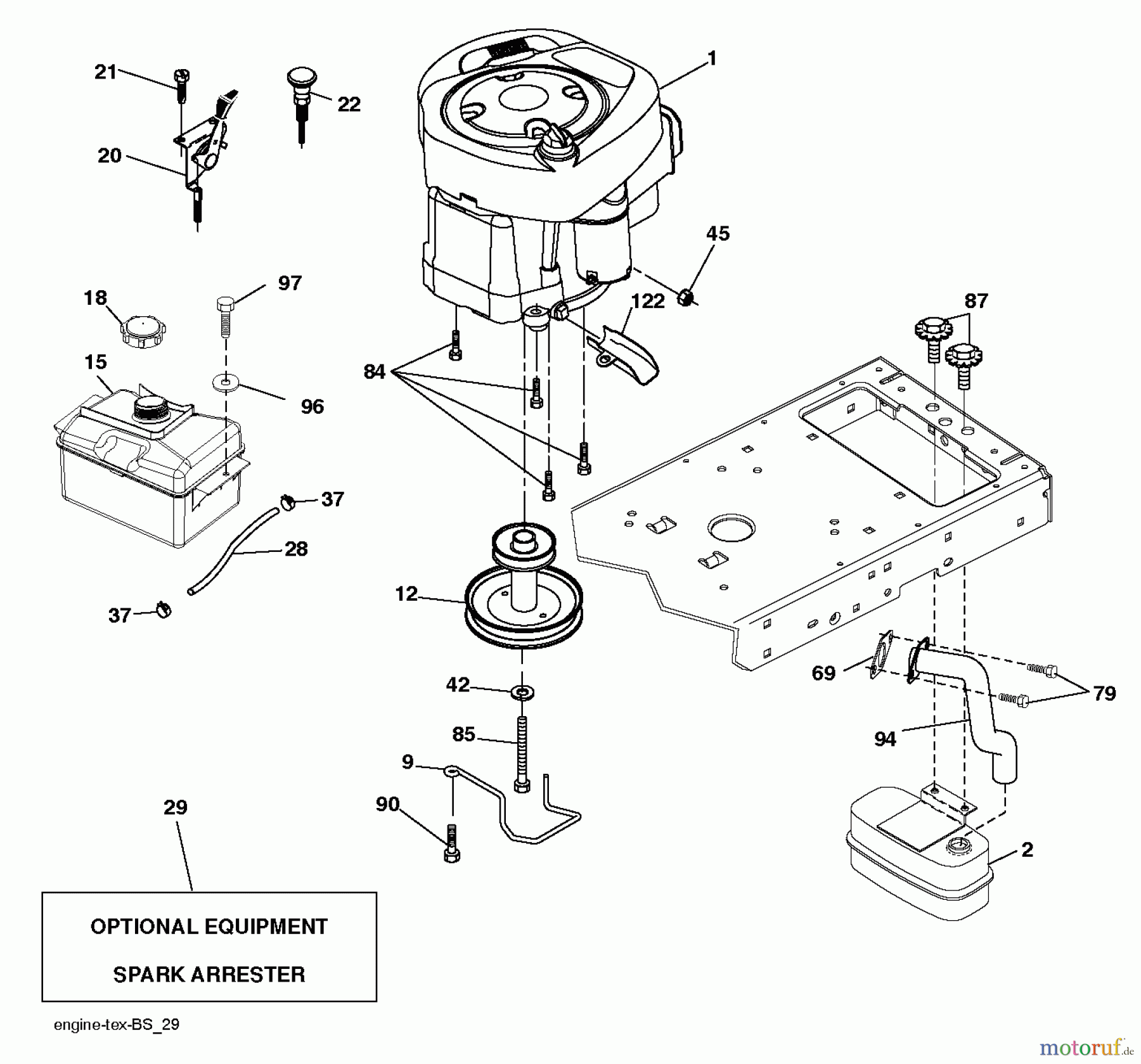 Jonsered Rasen und Garten Traktoren LT2217 A (96041010303) - Jonsered Lawn & Garden Tractor (2010-10) ENGINE