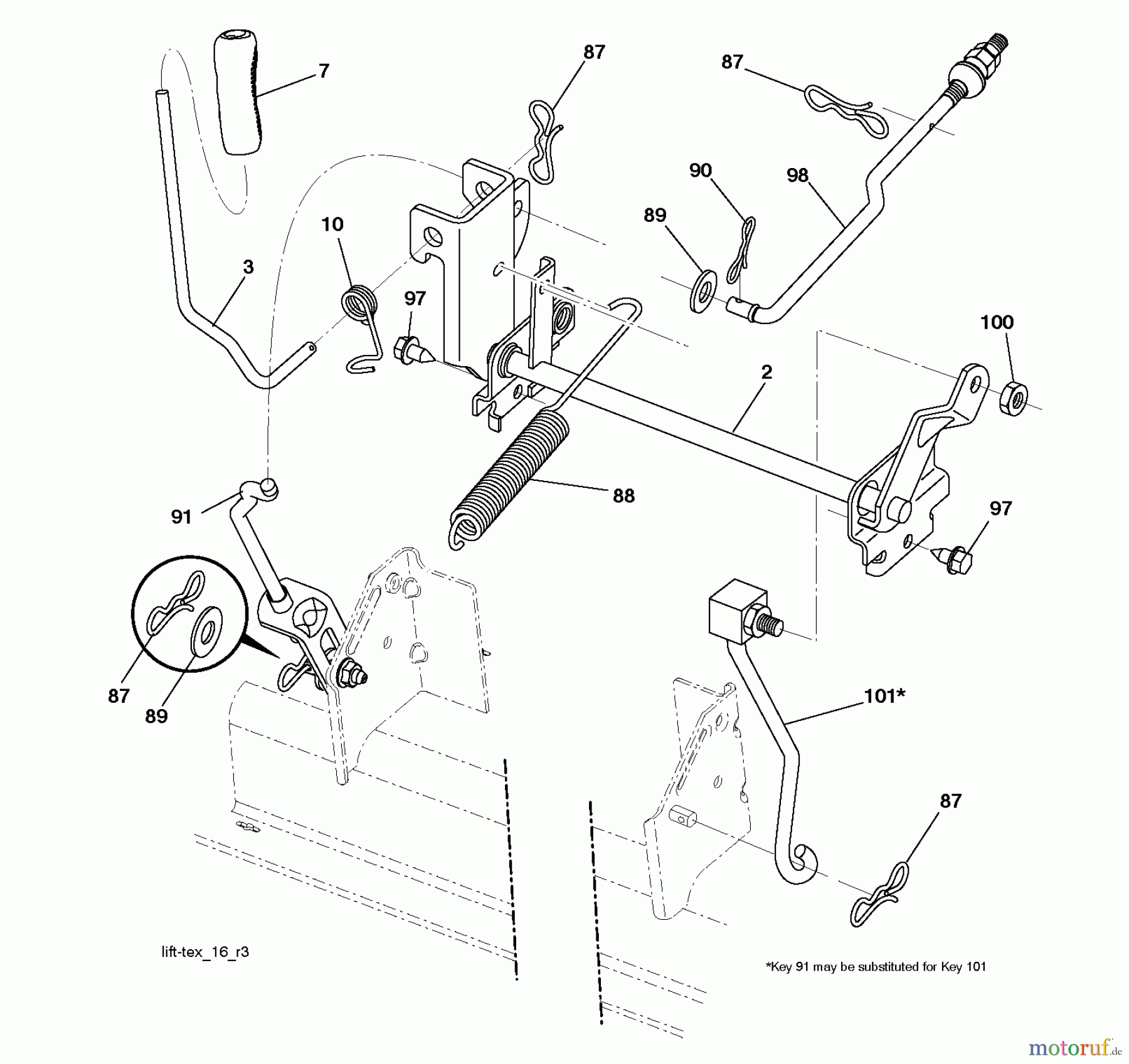  Jonsered Rasen  und Garten Traktoren LT2217 A (96041010400) - Jonsered Lawn & Garden Tractor (2009-01) MOWER LIFT / DECK LIFT