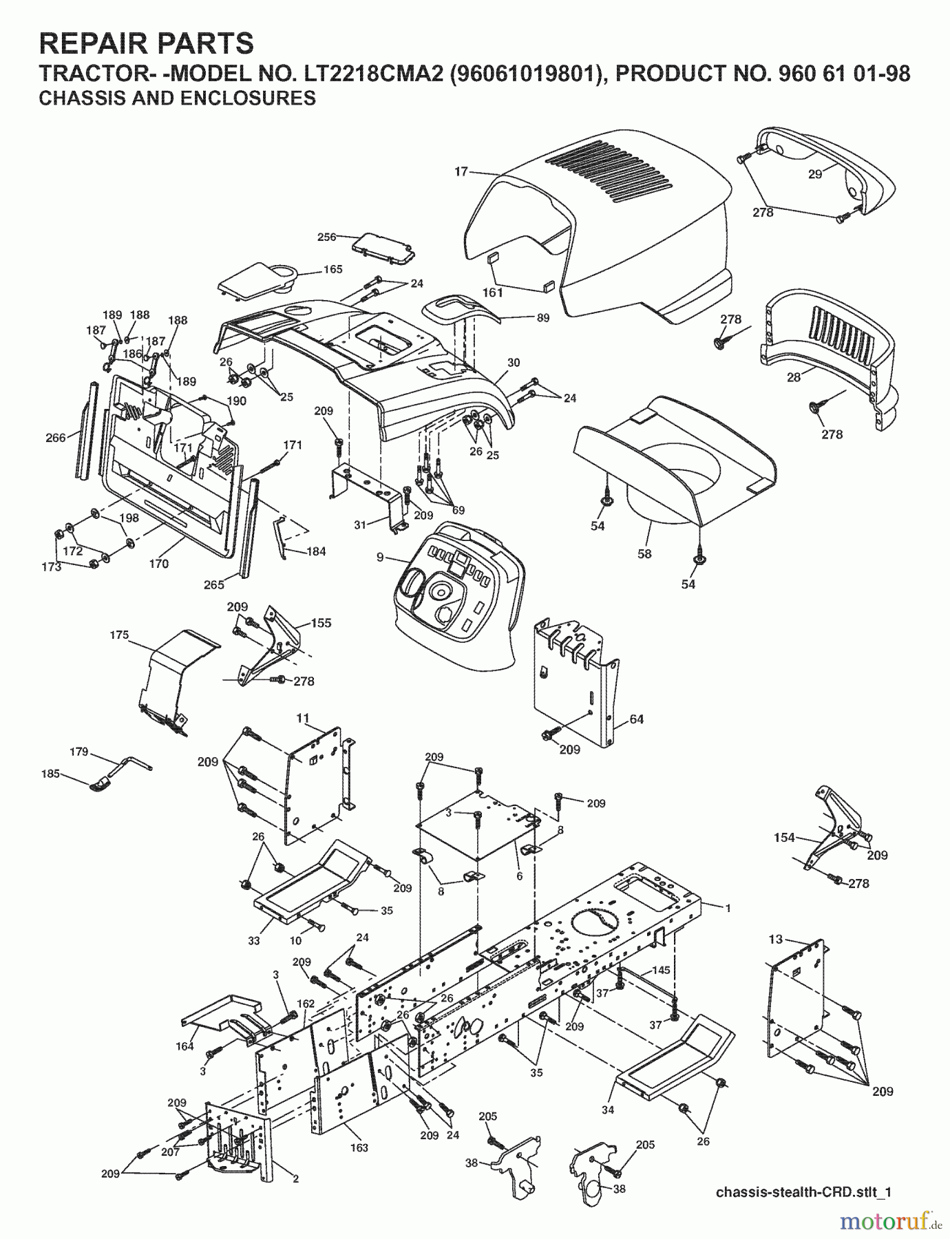  Jonsered Rasen  und Garten Traktoren LT2218 CMA2 (96061019801) - Jonsered Lawn & Garden Tractor (2007-07) CHASSIS ENCLOSURES