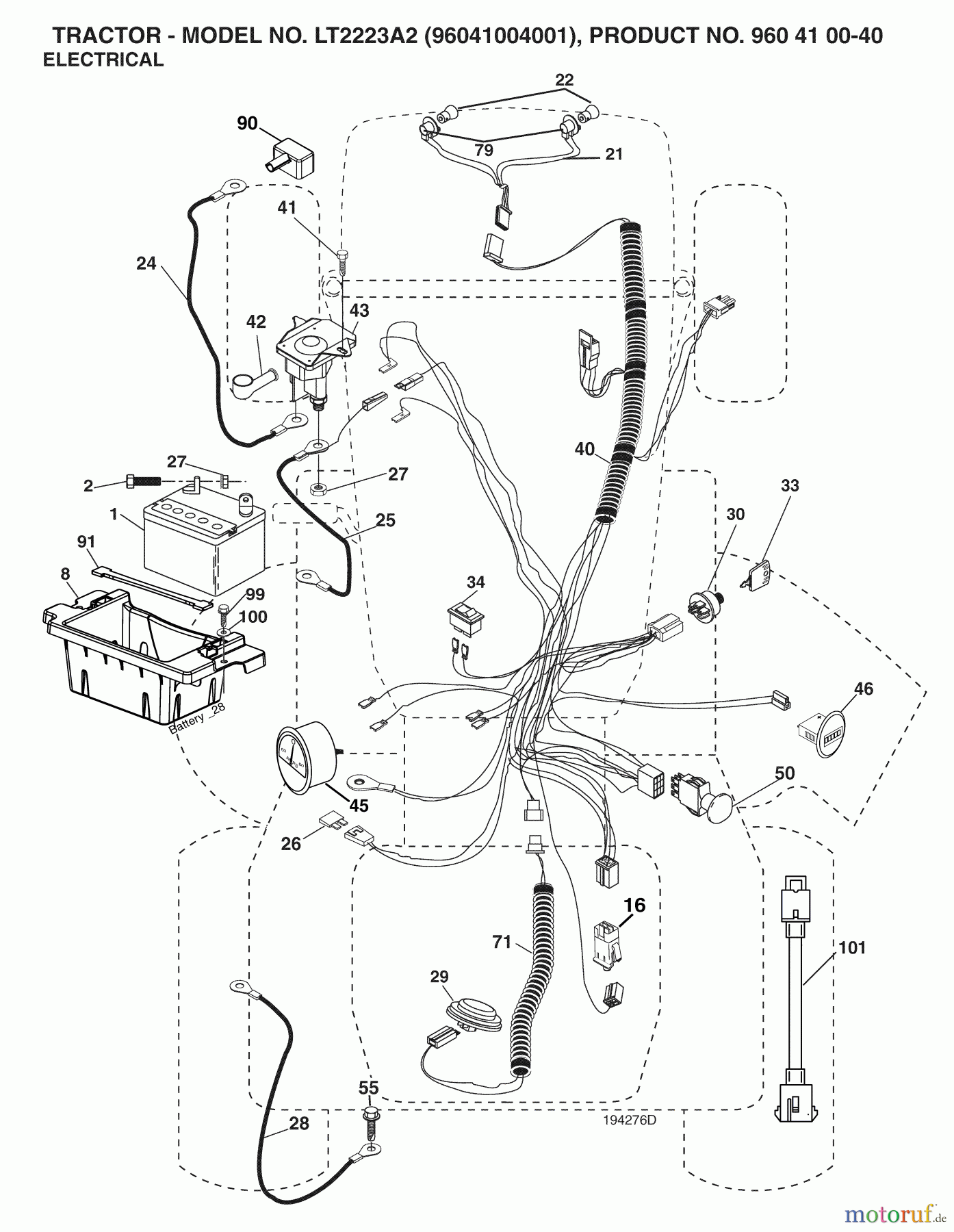  Jonsered Rasen  und Garten Traktoren LT2223 A2 (960410040, 96041004001) - Jonsered Lawn & Garden Tractor (2007-05) ELECTRICAL