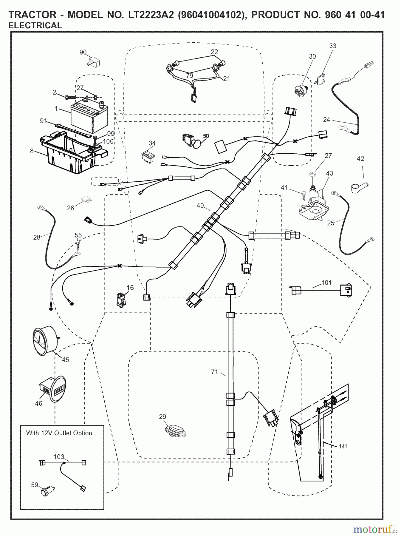  Jonsered Rasen  und Garten Traktoren LT2223 A2 (96041004102) - Jonsered Lawn & Garden Tractor (2008-01) ELECTRICAL