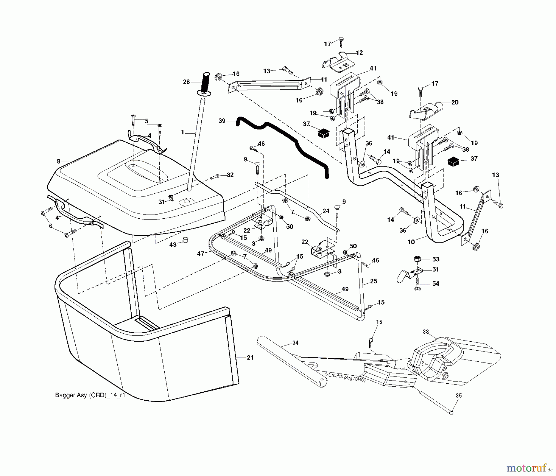  Jonsered Rasen  und Garten Traktoren LT2223 CMA2 (96061020002) - Jonsered Lawn & Garden Tractor (2007-09) BAGGER
