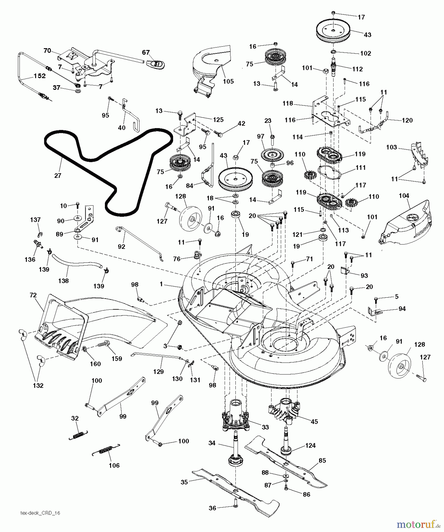  Jonsered Rasen  und Garten Traktoren LT2316 CM (96051002002) - Jonsered Lawn & Garden Tractor (2012-08) MOWER DECK / CUTTING DECK