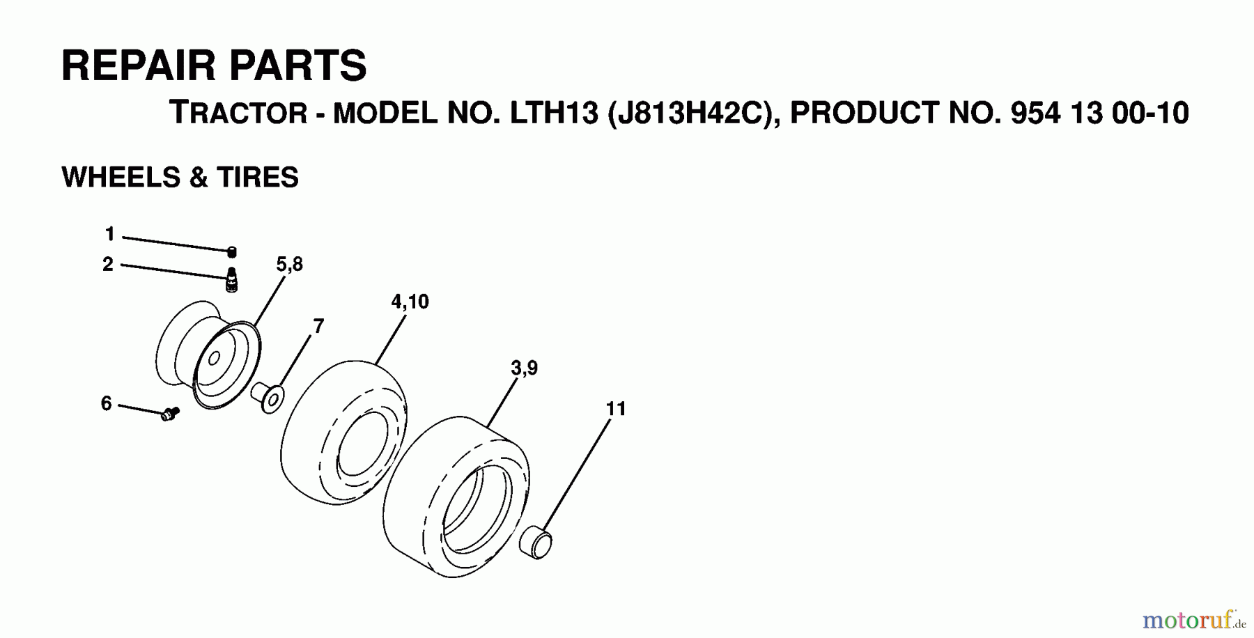  Jonsered Rasen  und Garten Traktoren LTH13 (J813H42C, 954130010) - Jonsered Lawn & Garden Tractor (1998-12) WHEELS TIRES