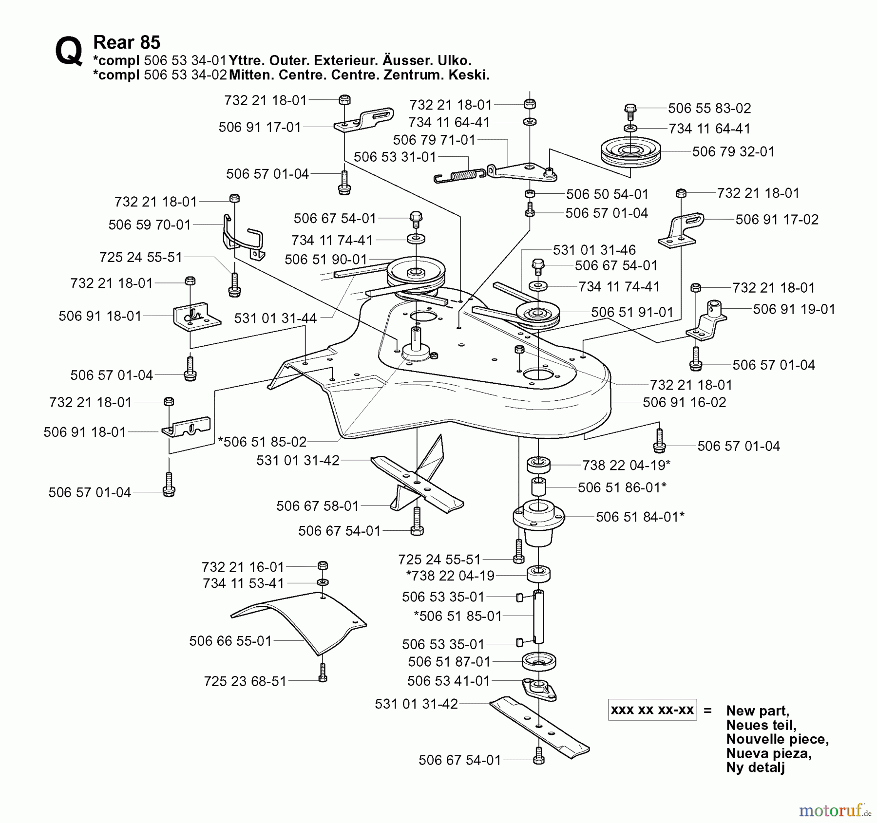  Jonsered Reitermäher FR2111 (953535101) - Jonsered Rear-Engine Riding Mower (2004-01) 85CM CUTTING DECK