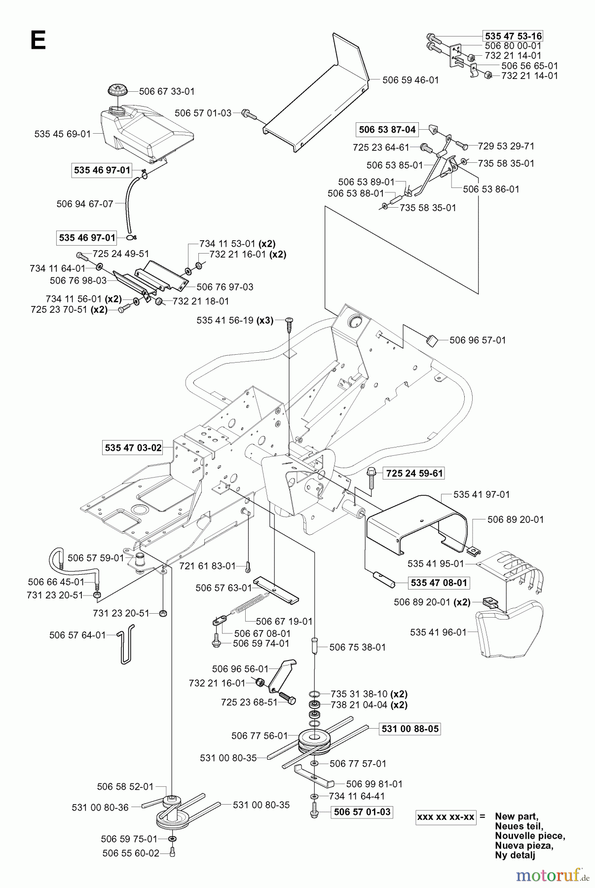  Jonsered Reitermäher FR2116 MA (953535401) - Jonsered Rear-Engine Riding Mower (2004-01) CHASSIS / FRAME