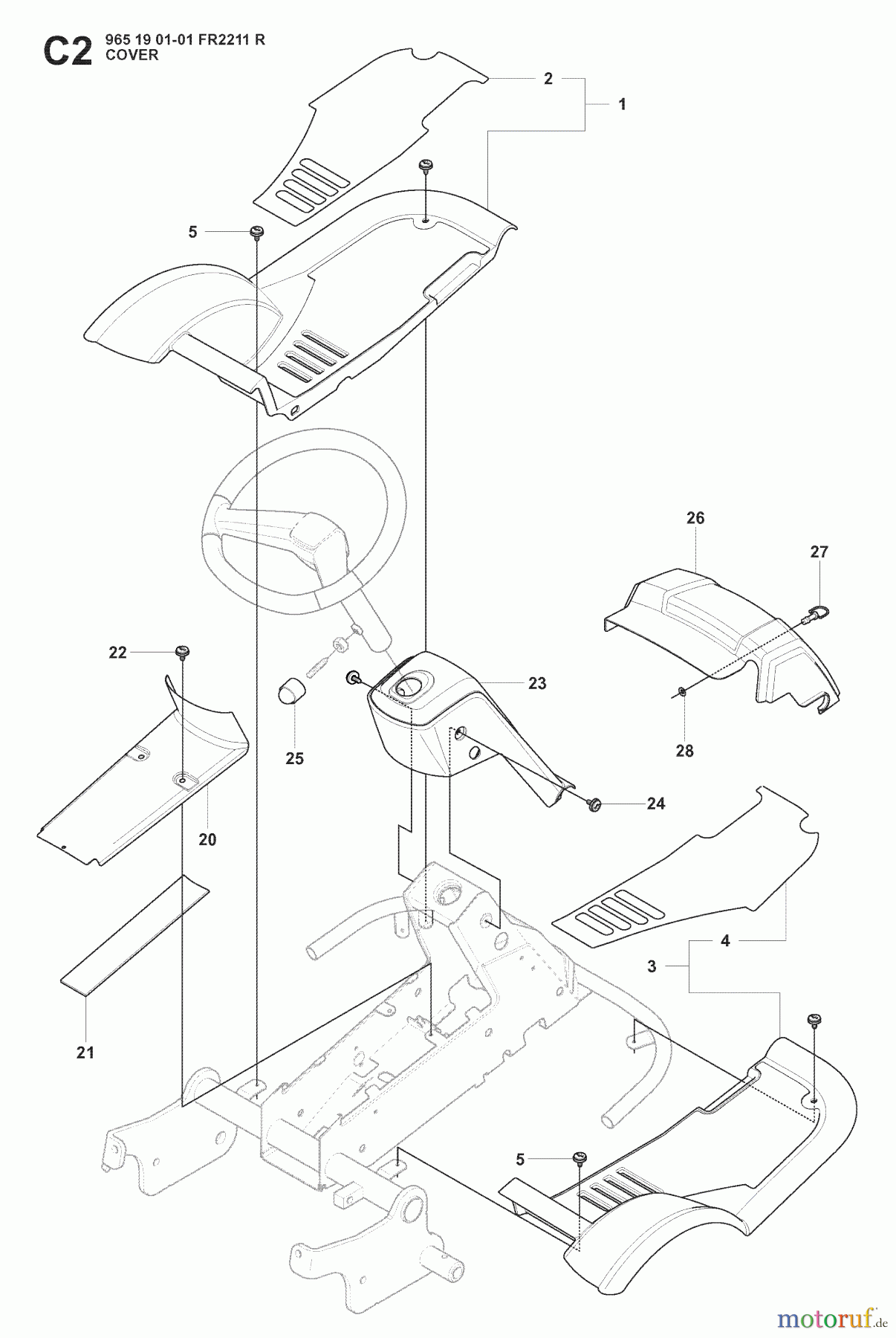  Jonsered Reitermäher FR2211 R (965190101) - Jonsered Rear-Engine Riding Mower (2008-02) COVER #3