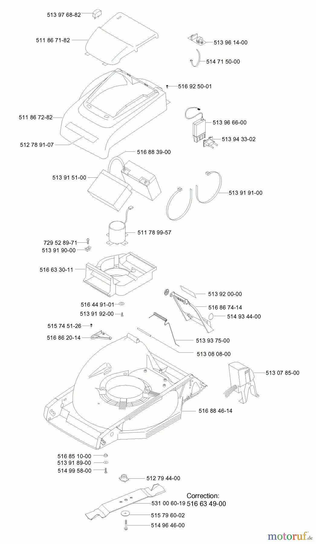  Jonsered Rasenmäher 500 BAT - Jonsered Walk-Behind Mower (2002-04) CHASSIS / FRAME