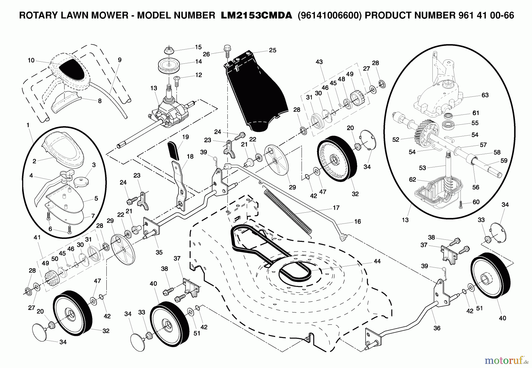  Jonsered Rasenmäher LM2153CMDA (96141006600) - Jonsered Walk-Behind Mower (2006-02) PRODUCT COMPLETE #2