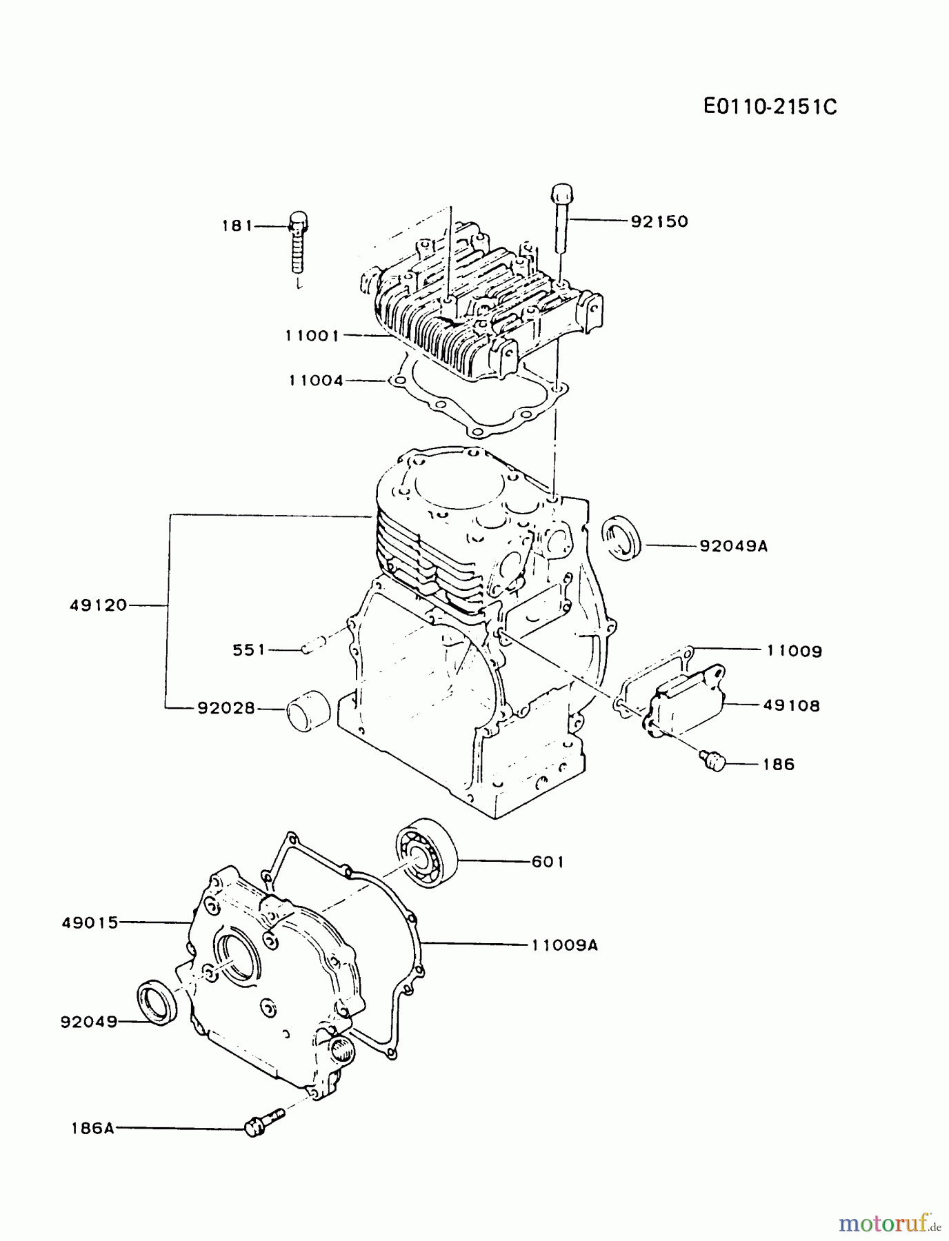 Kawasaki Motoren Motoren, Horizontal FA210D-AS24 - Kawasaki FA210D 4-Stroke Engine CYLINDER/CRANKCASE