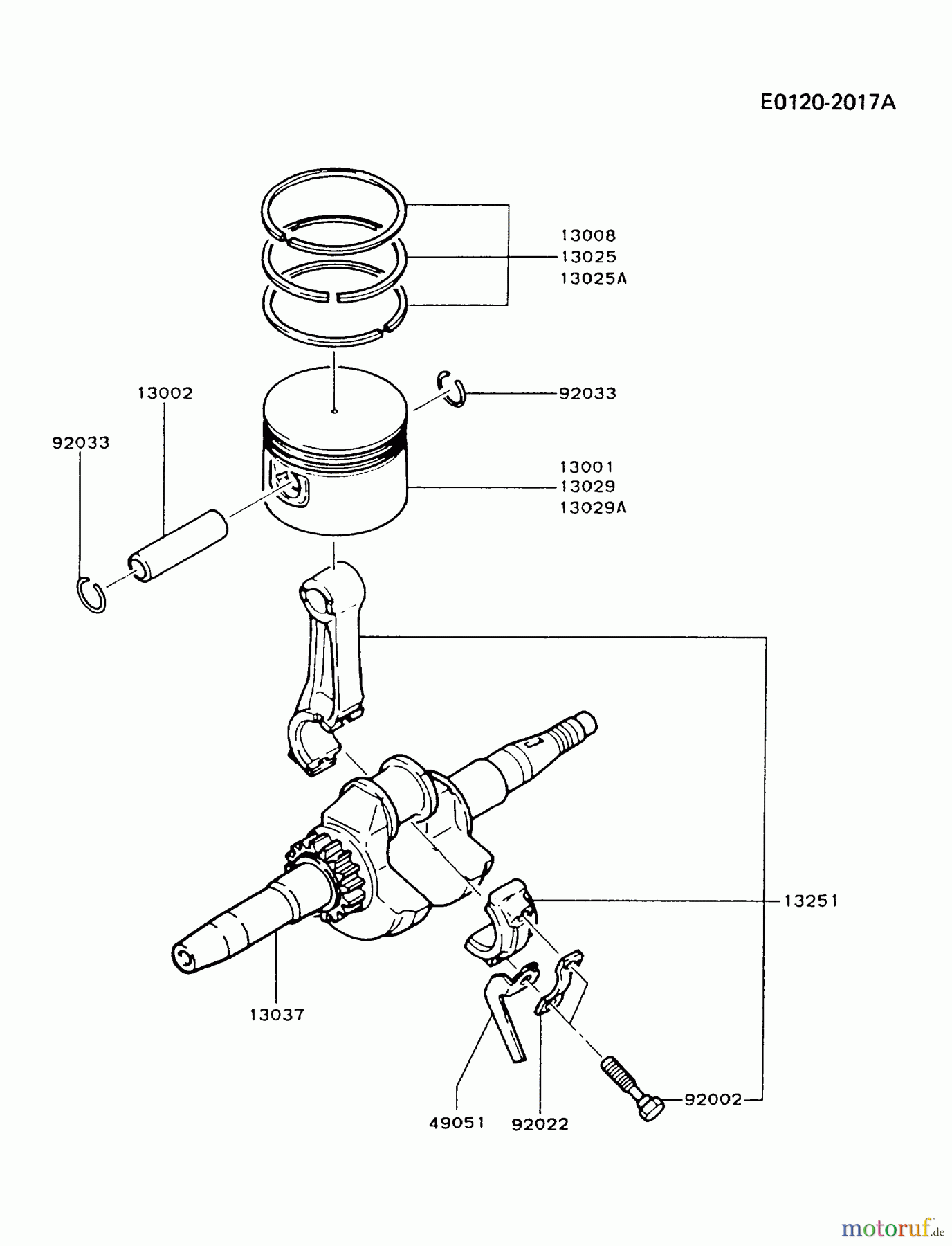  Kawasaki Motoren Motoren, Horizontal FA210D-CS06 - Kawasaki FA210D 4-Stroke Engine PISTON/CRANKSHAFT