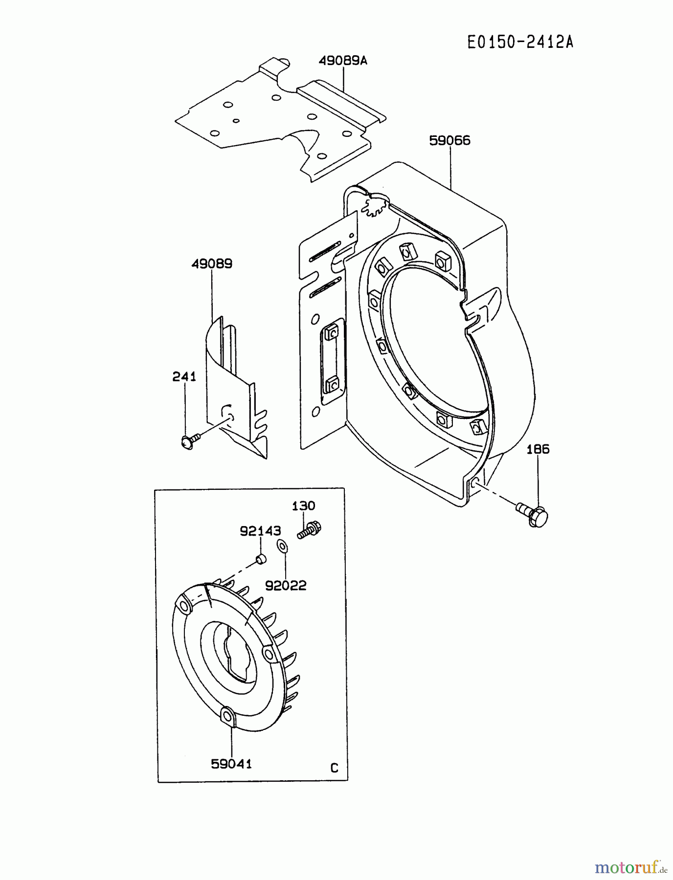 Kawasaki Motoren Motoren, Horizontal FA076D-CS09 - Kawasaki FA076D 4-Stroke Engine COOLING-EQUIPMENT