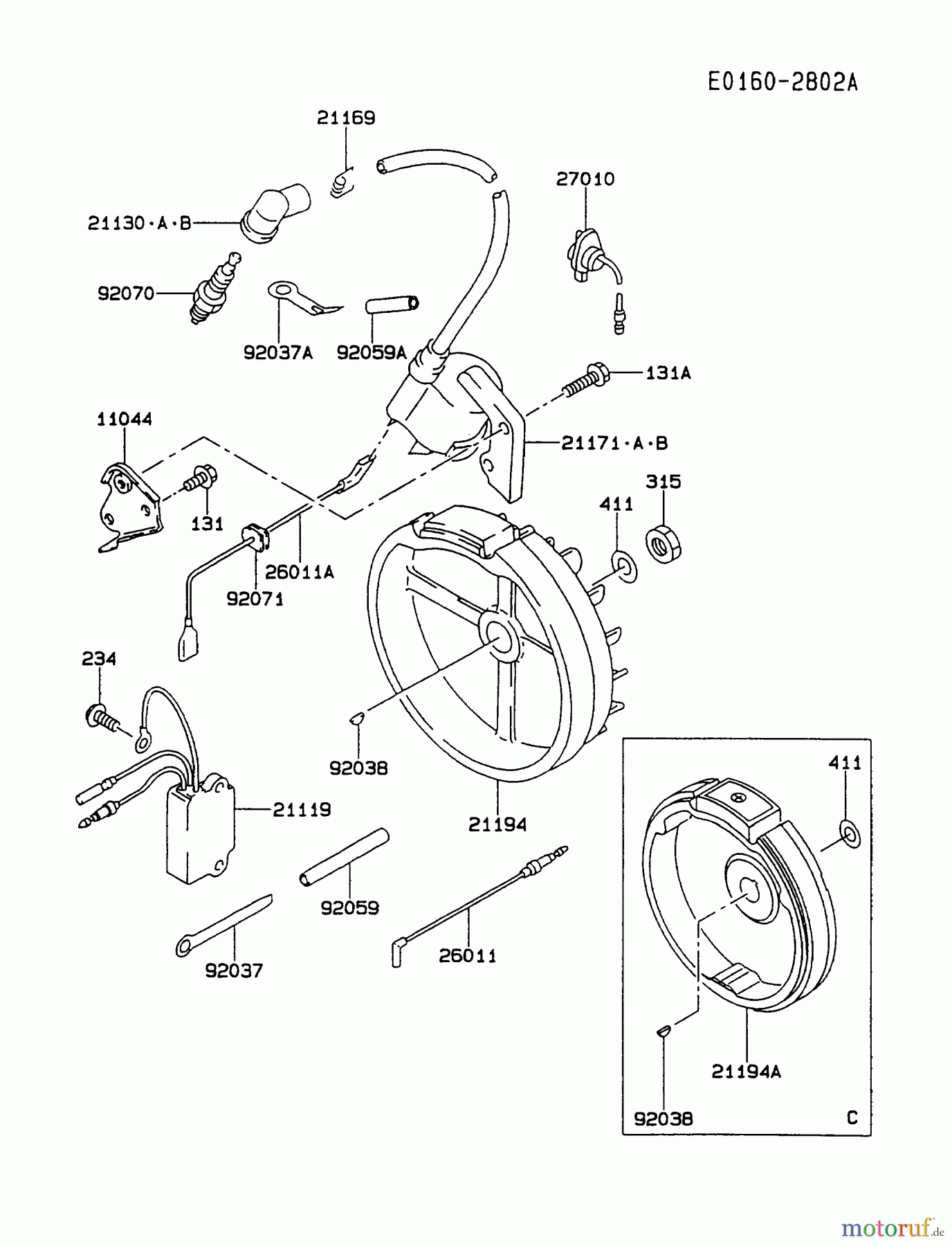  Kawasaki Motoren Motoren, Horizontal FA076D-CS09 - Kawasaki FA076D 4-Stroke Engine ELECTRIC-EQUIPMENT