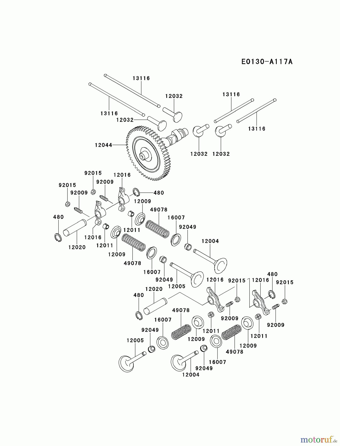  Kawasaki Motoren Motoren, Horizontal FD501D-GS00 - Kawasaki FD501D 4-Stroke Engine VALVE/CAMSHAFT