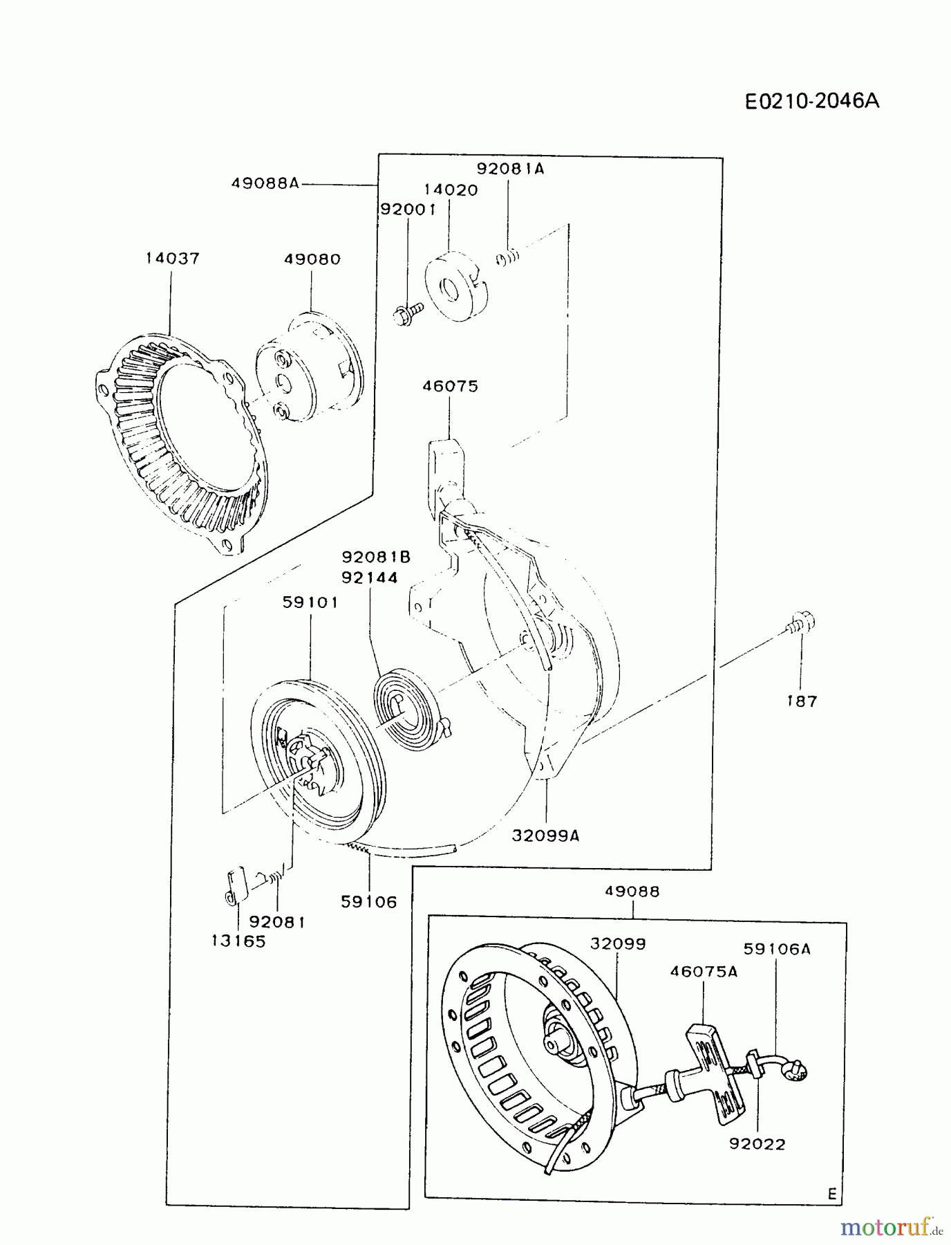  Kawasaki Motoren Motoren, Horizontal FA076D-ES05 - Kawasaki FA076D 4-Stroke Engine STARTER
