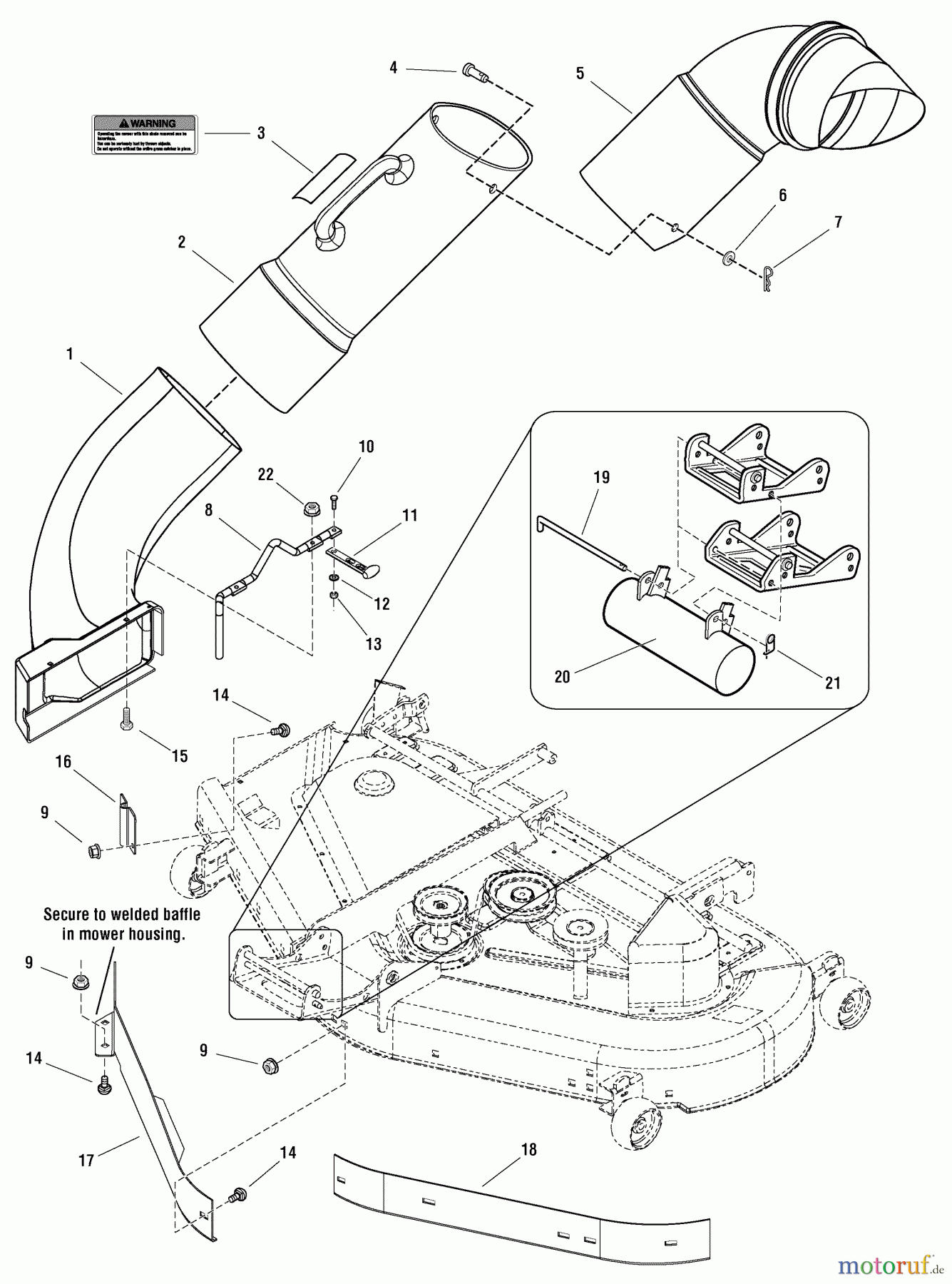  Murray Zubehör 107.249070 (1694842) - Craftsman 2-Bin Bagger (2004) (Sears) Chute & Baffles Group (986500)