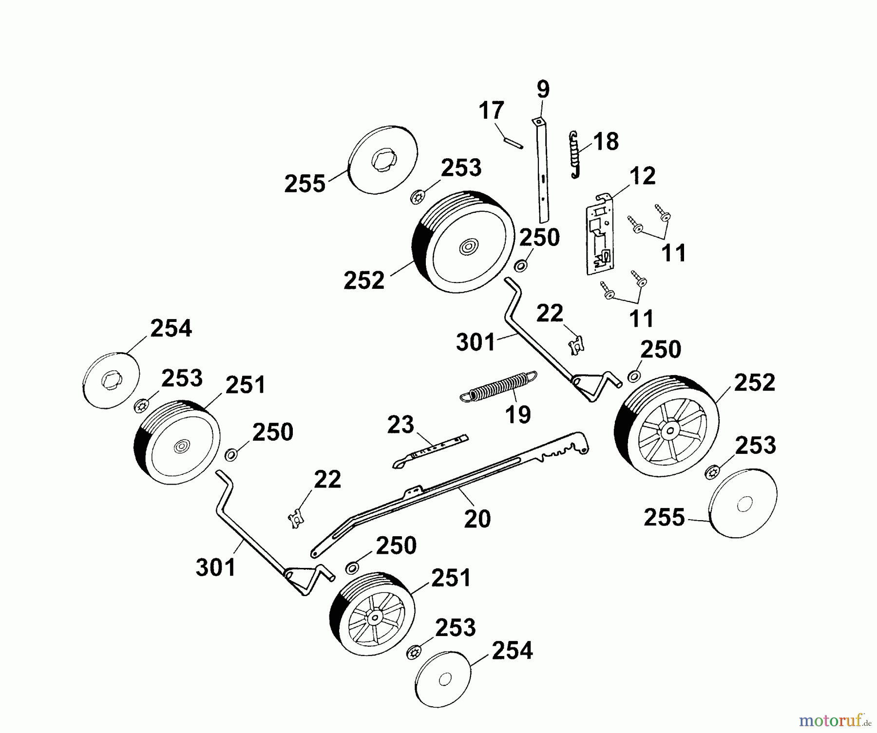 Wolf-Garten Elektromäher Power Edition 40 E 4028005 Serie B, C (2003) Höhenverstellung, Räder