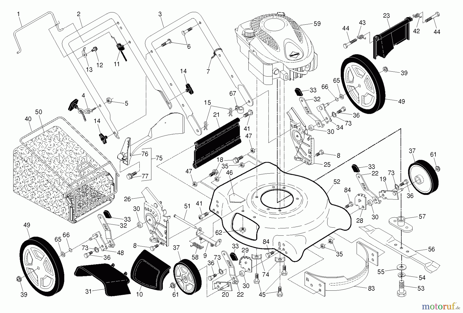  Poulan / Weed Eater Rasenmäher PR675N21RH3 (96132008000) - Poulan Pro Walk-Behind Mower (2012-03) FRAME ENGINE