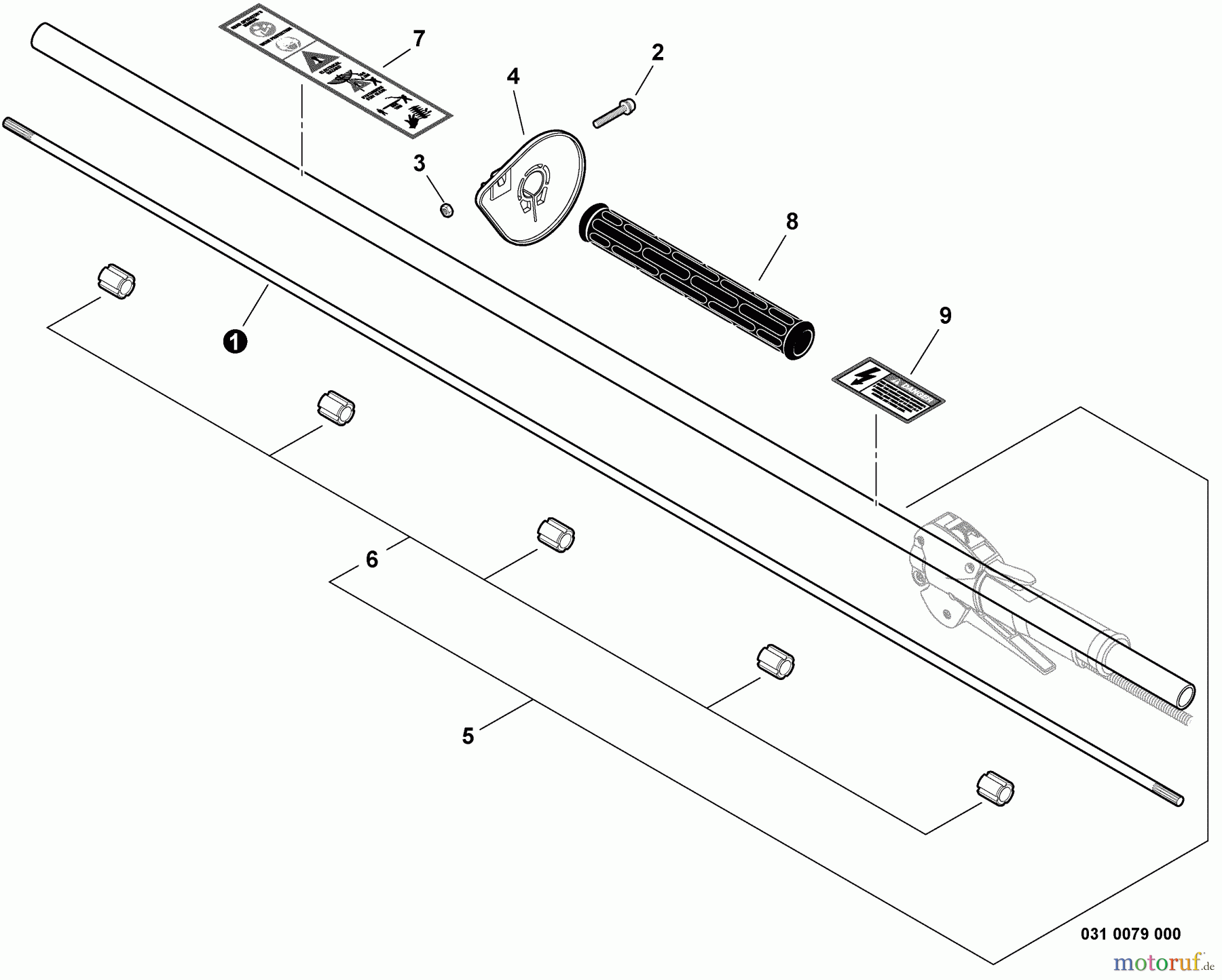 Shindaiwa Heckenscheren AH254 - Shindaiwa Articulating Hedge Trimmer, S/N: T12813001001 - T1281399999 Driveshaft, Main Pipe Assembly