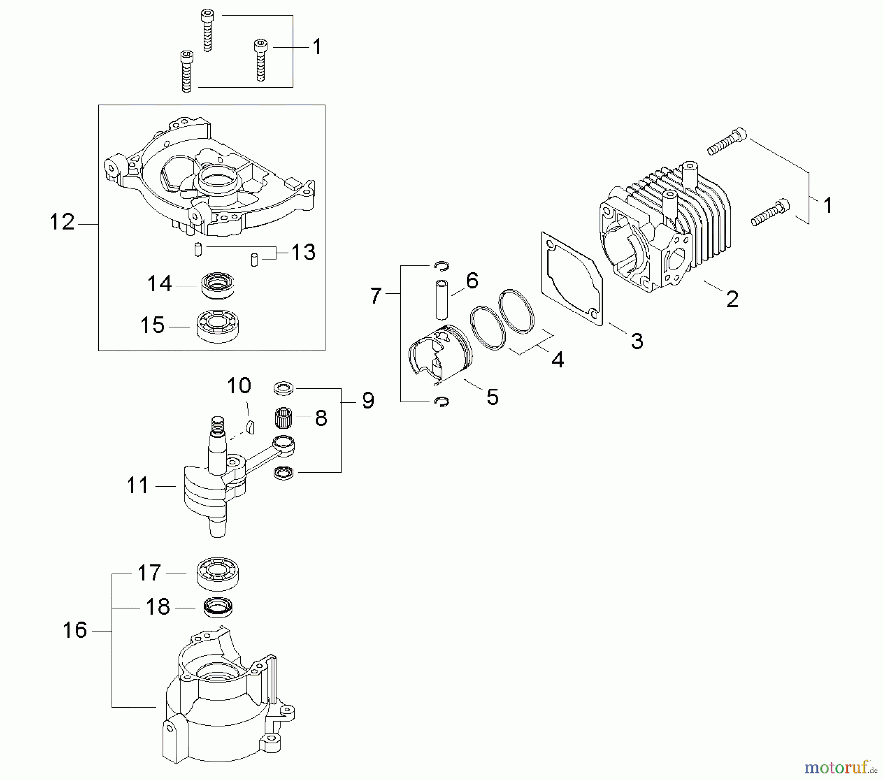  Shindaiwa Heckenscheren DH231 - Shindaiwa Hedge Trimmer, Dual-Sided, S/N: T09111001001 - T09111999999 Crankcase, Cylinder, Piston