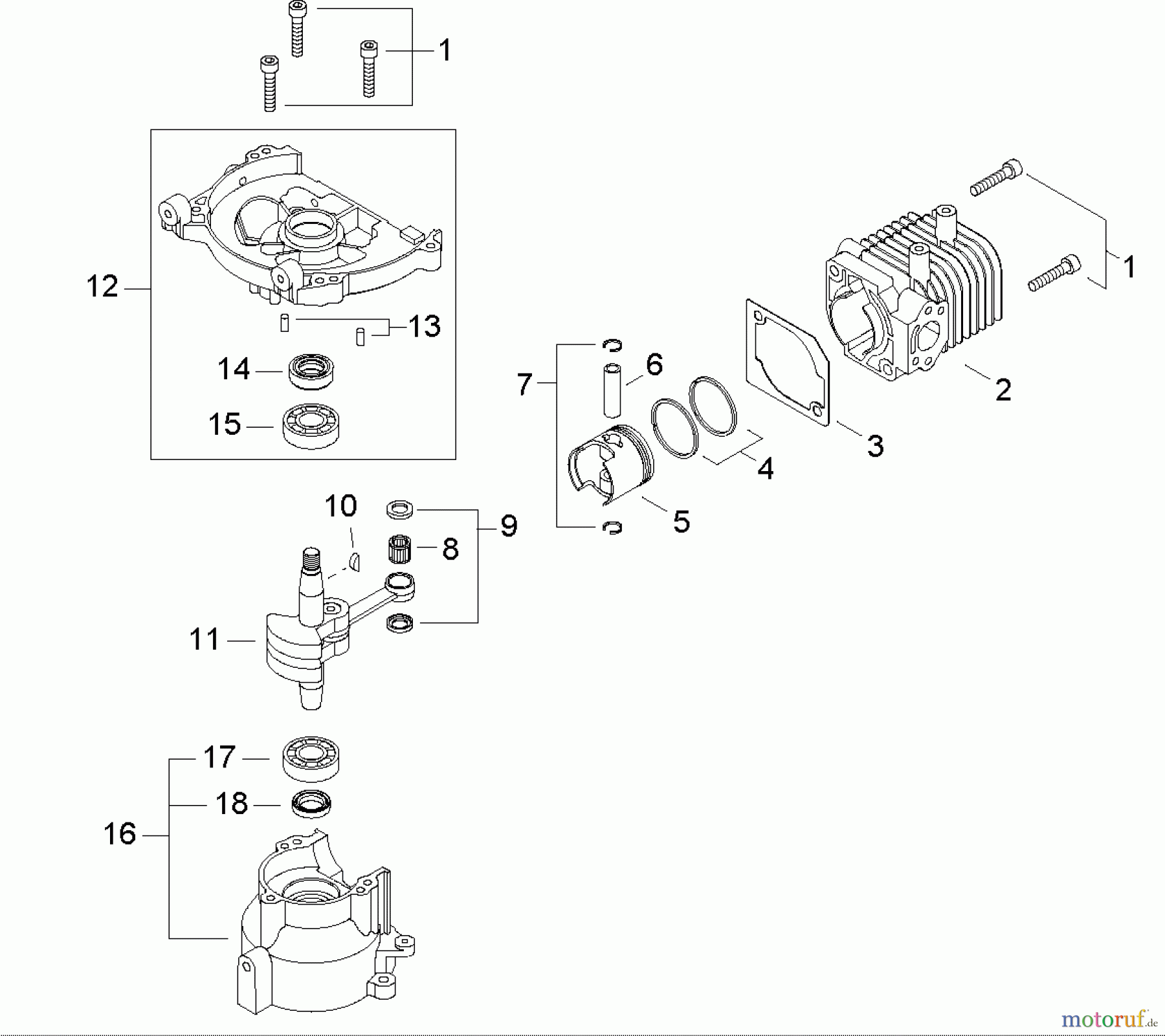  Shindaiwa Heckenscheren HT231 - Shindaiwa Hedge Trimmer, Single-Sided, S/N: T08613001001 - T086139999 Cyclinder / Crankcase / Piston