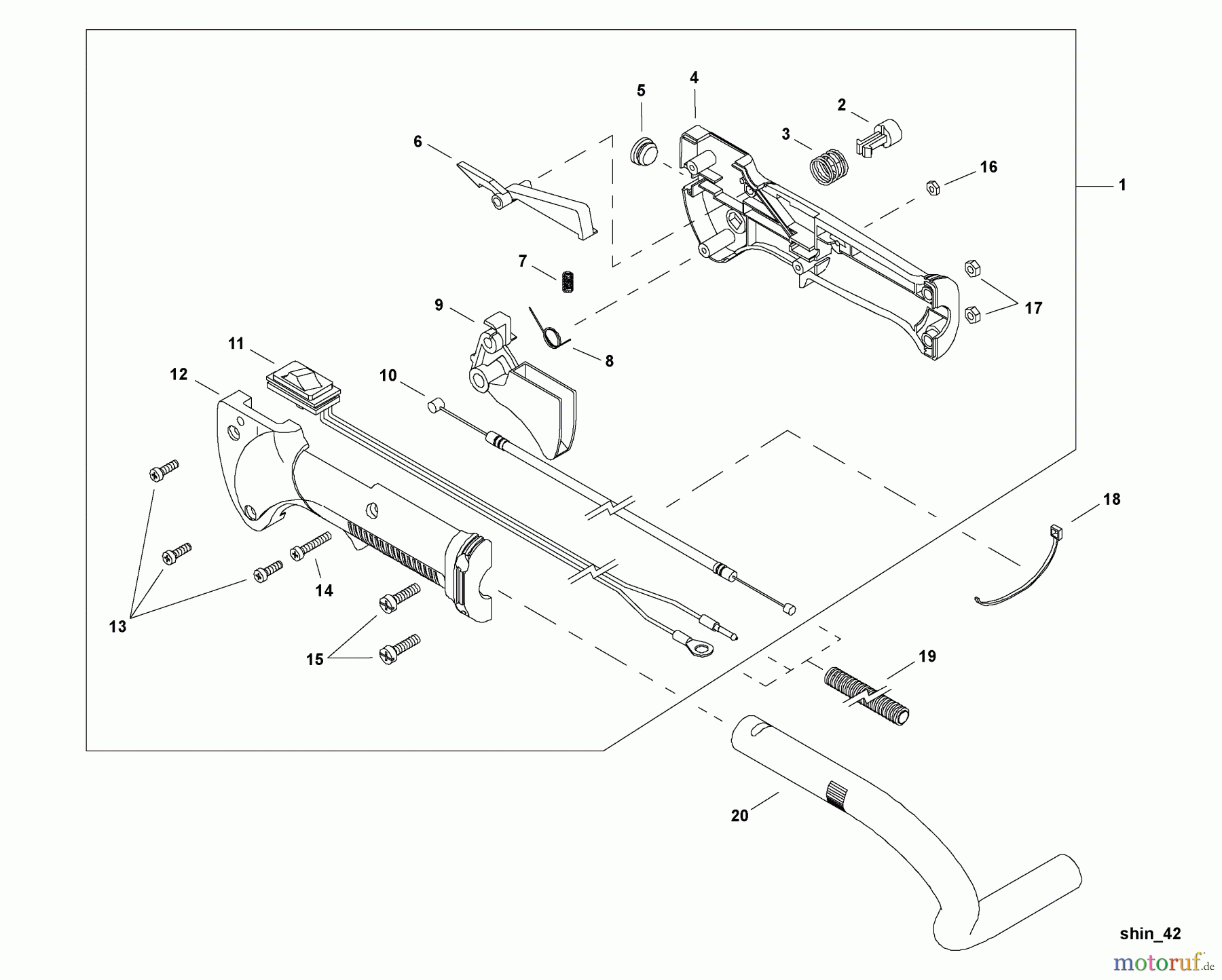  Shindaiwa Heckenscheren HT254 - Shindaiwa Hedge Trimmer, Single-Sided, S/N: T11112001001 - T111129999 Throttle Control