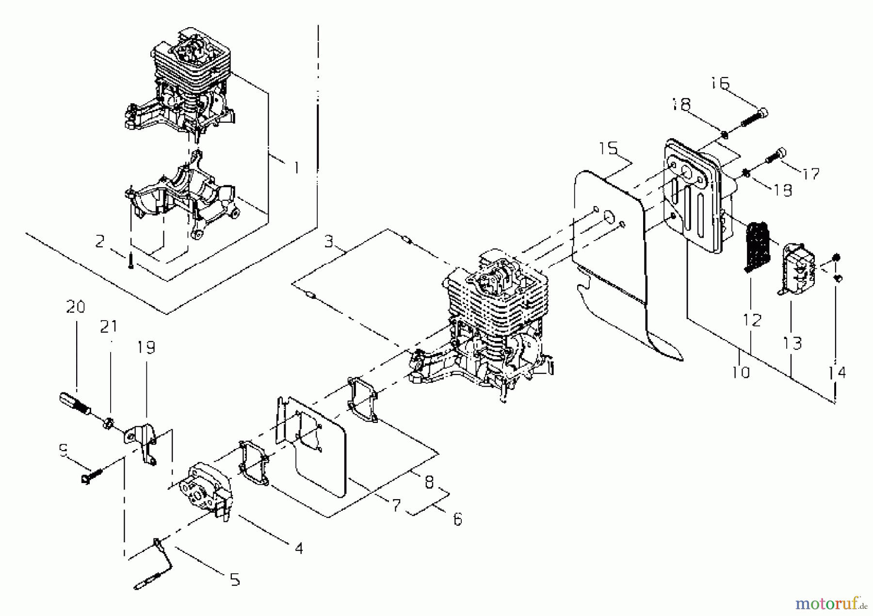  Shindaiwa Trimmer, Faden / Bürste M2510 - Shindaiwa Multi-Tool Cylinder, Muffler, Reed Valve