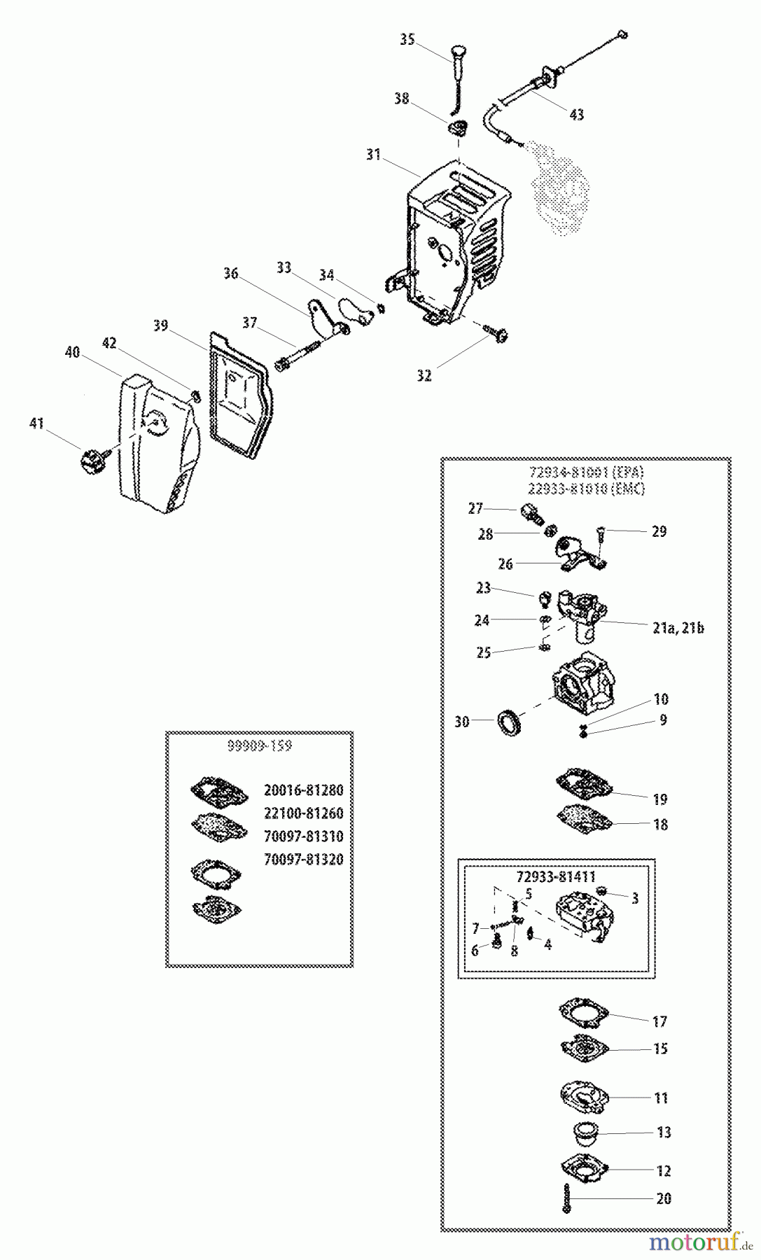 Shindaiwa Bläser / Sauger / Häcksler / Mulchgeräte EB240S - Shindaiwa Hand Held Blower Carburetor, (EPA/CARB/EMC)
