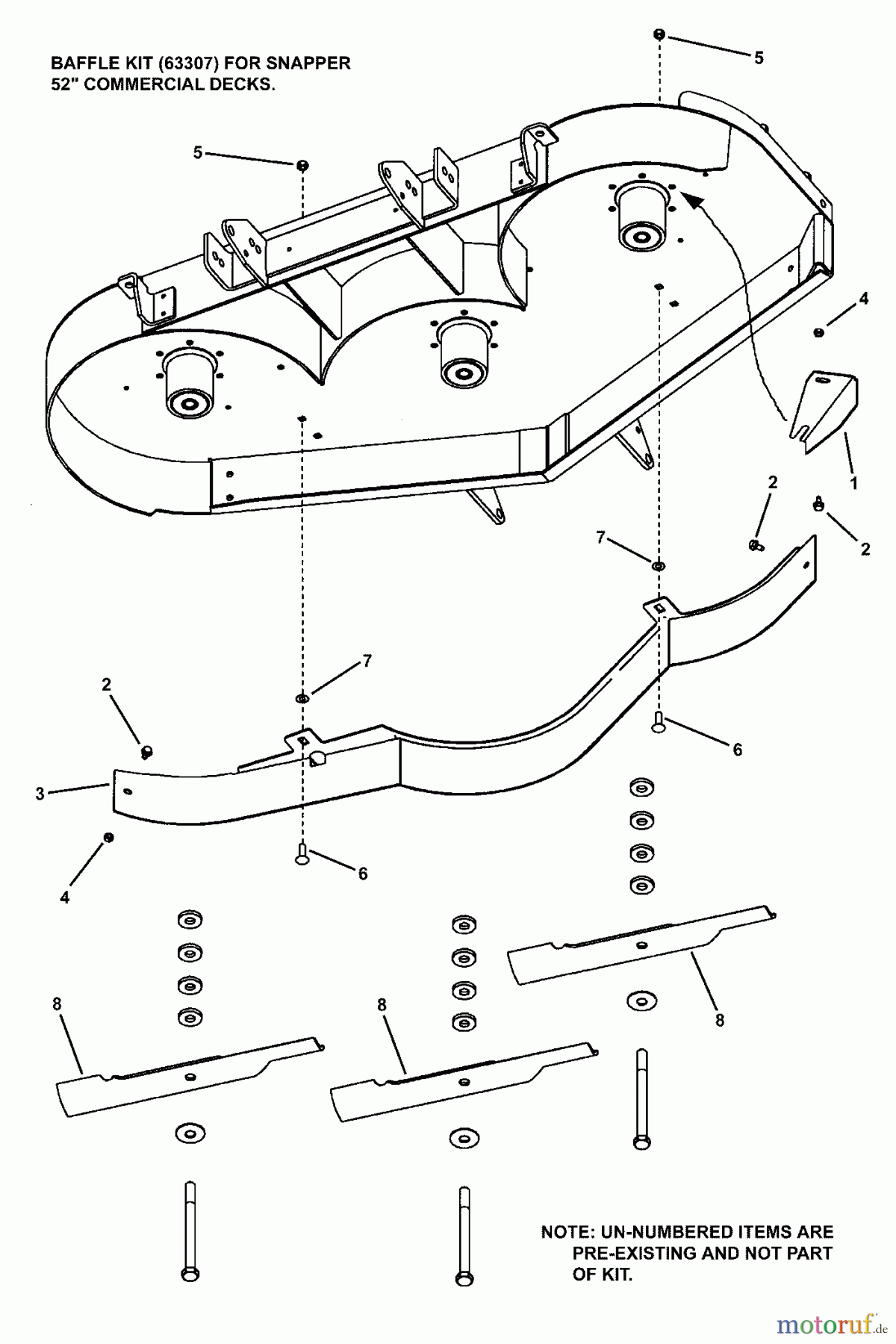  Snapper Zubehör. Rasenmäher 7063307 - Snapper Baffle Kit, 52