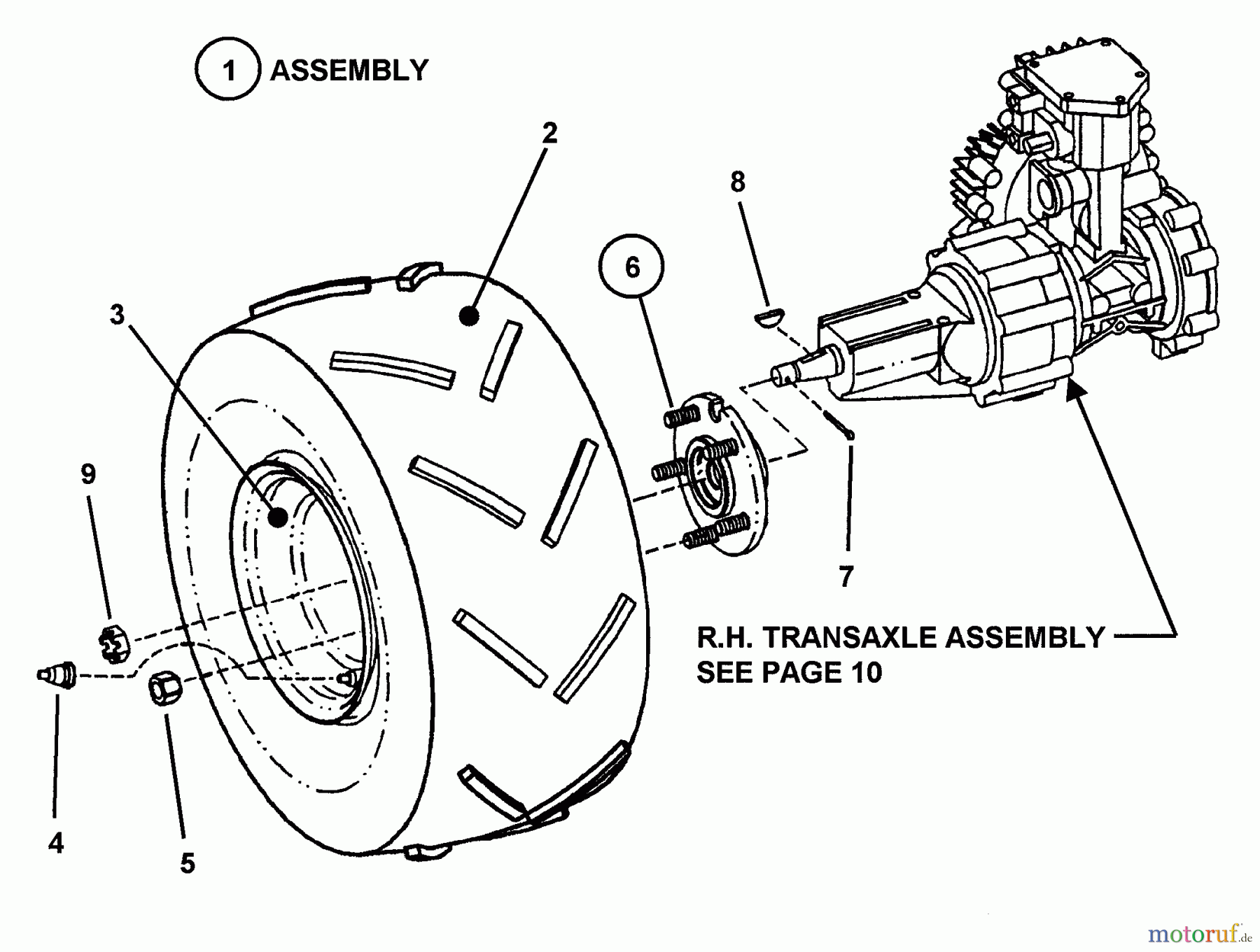  Snapper Nullwendekreismäher, Zero-Turn EZF2101DKU - Snapper 21 HP Zero-Turn Mower, Kubota, Out Front, Z-Rider Series 1 Drive Tire/Wheel Assembly