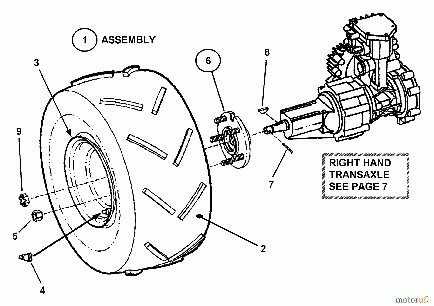  Snapper Nullwendekreismäher, Zero-Turn ZF2501KH (84574) - Snapper 25 HP Zero-Turn Mower, Out Front, Z-Rider Series 1 Drive Tire/Wheel Assembly