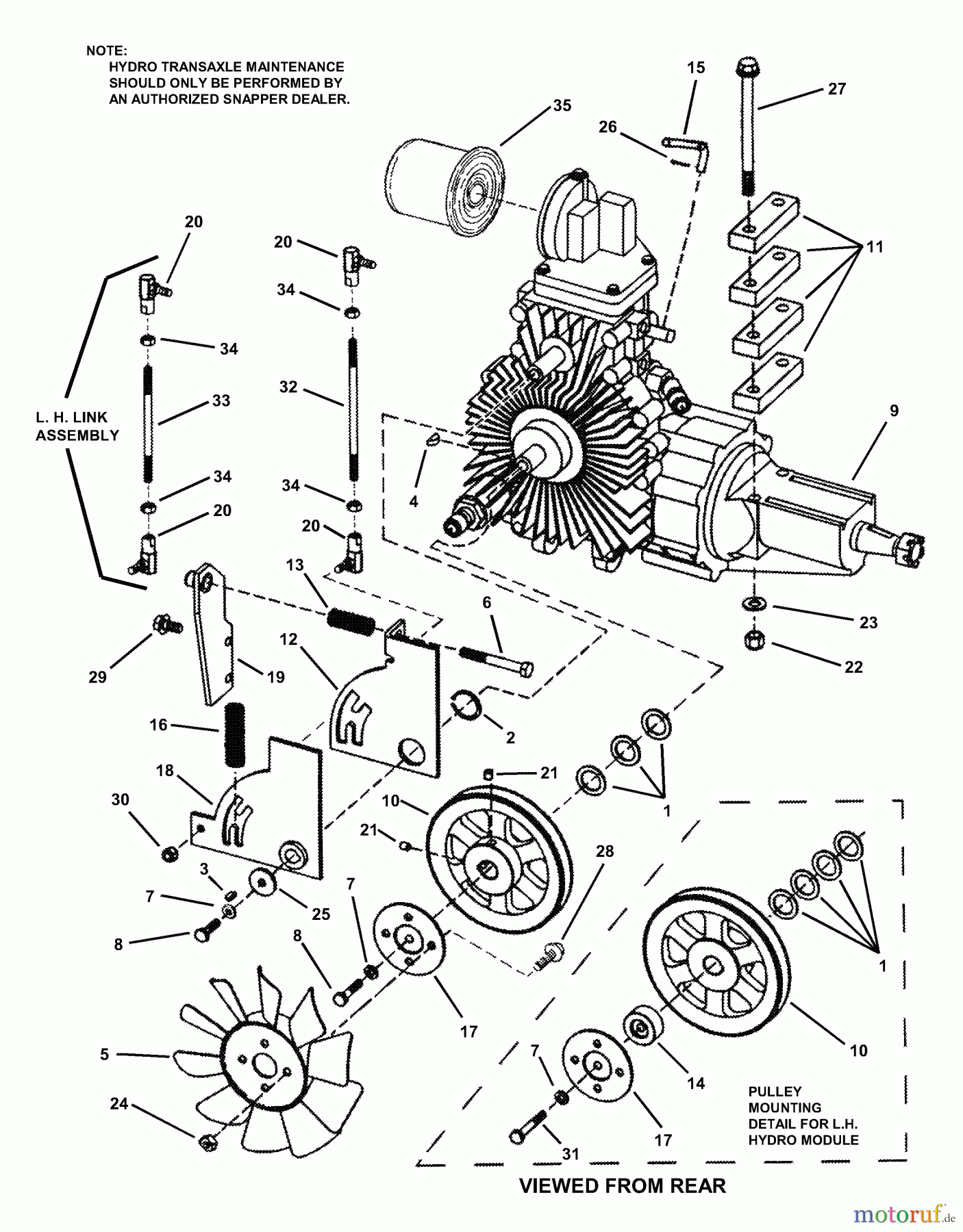 Snapper Nullwendekreismäher, Zero-Turn ZF2501KH (84574) - Snapper 25 HP Zero-Turn Mower, Out Front, Z-Rider Series 1 Tandem Hydro Transaxle Assembly