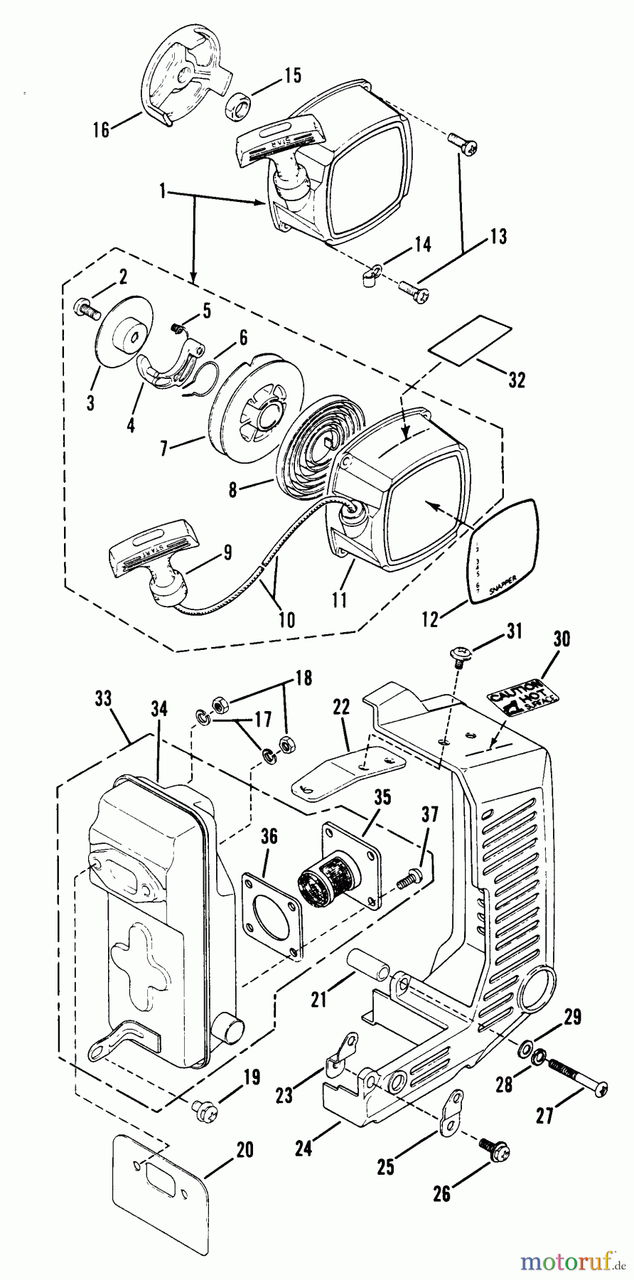 Snapper Sonstiges 415BPB - Snapper Back-Pack Blower 415BPB Recoil Starter Assmy And Muffler Assmy