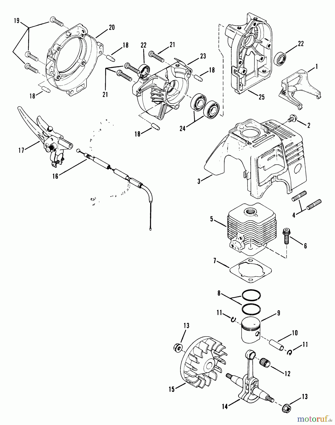  Snapper Trimmer, Motorsensen 240SS - Snapper 24.1cc Straight Shaft Trimmer, Series 0 240SS Crankshaft Assembly