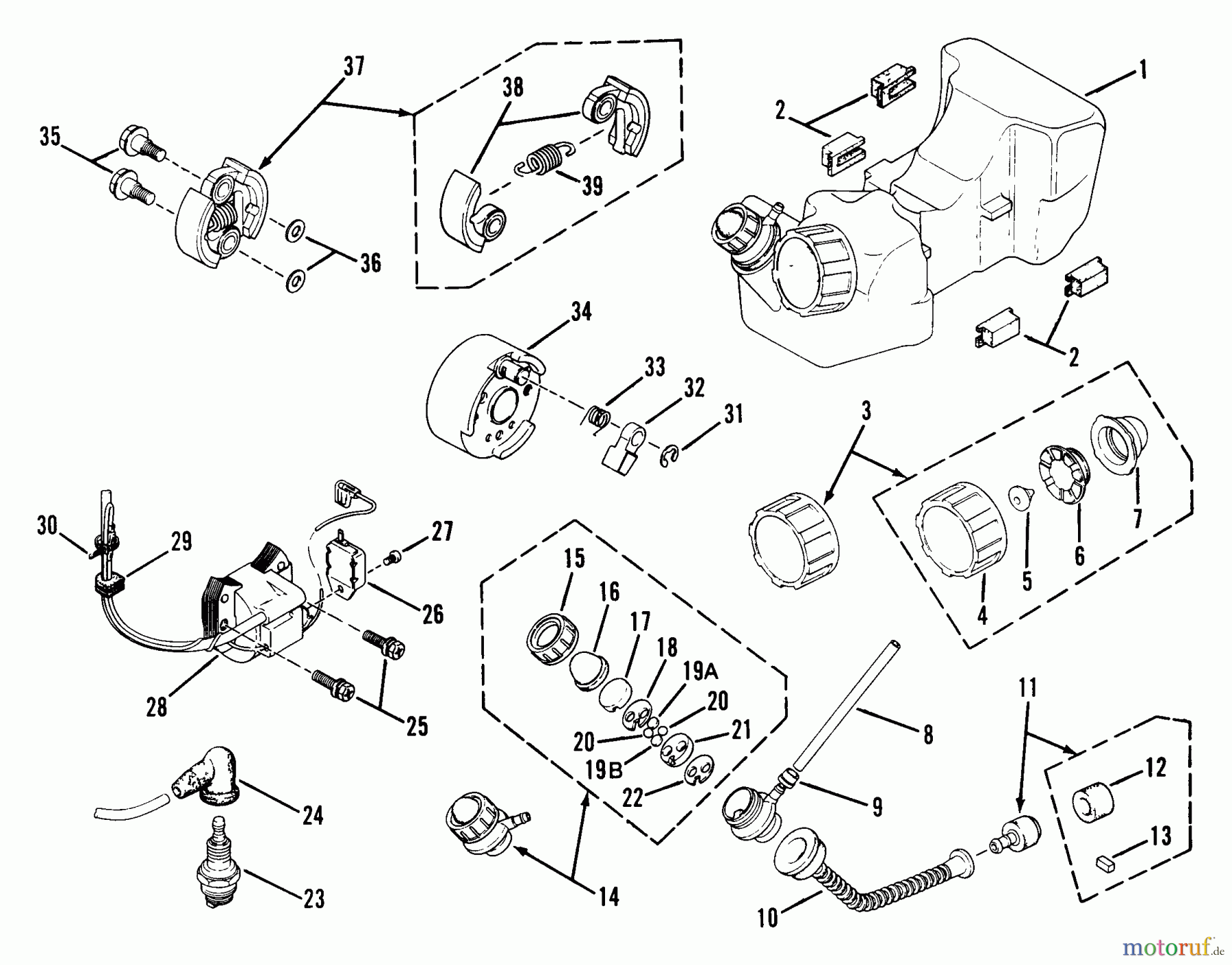  Snapper Trimmer, Motorsensen 240SS - Snapper 24.1cc Straight Shaft Trimmer, Series 0 240SS Fuel Tank, Filter, Primer Pump, And Clutch Assmy
