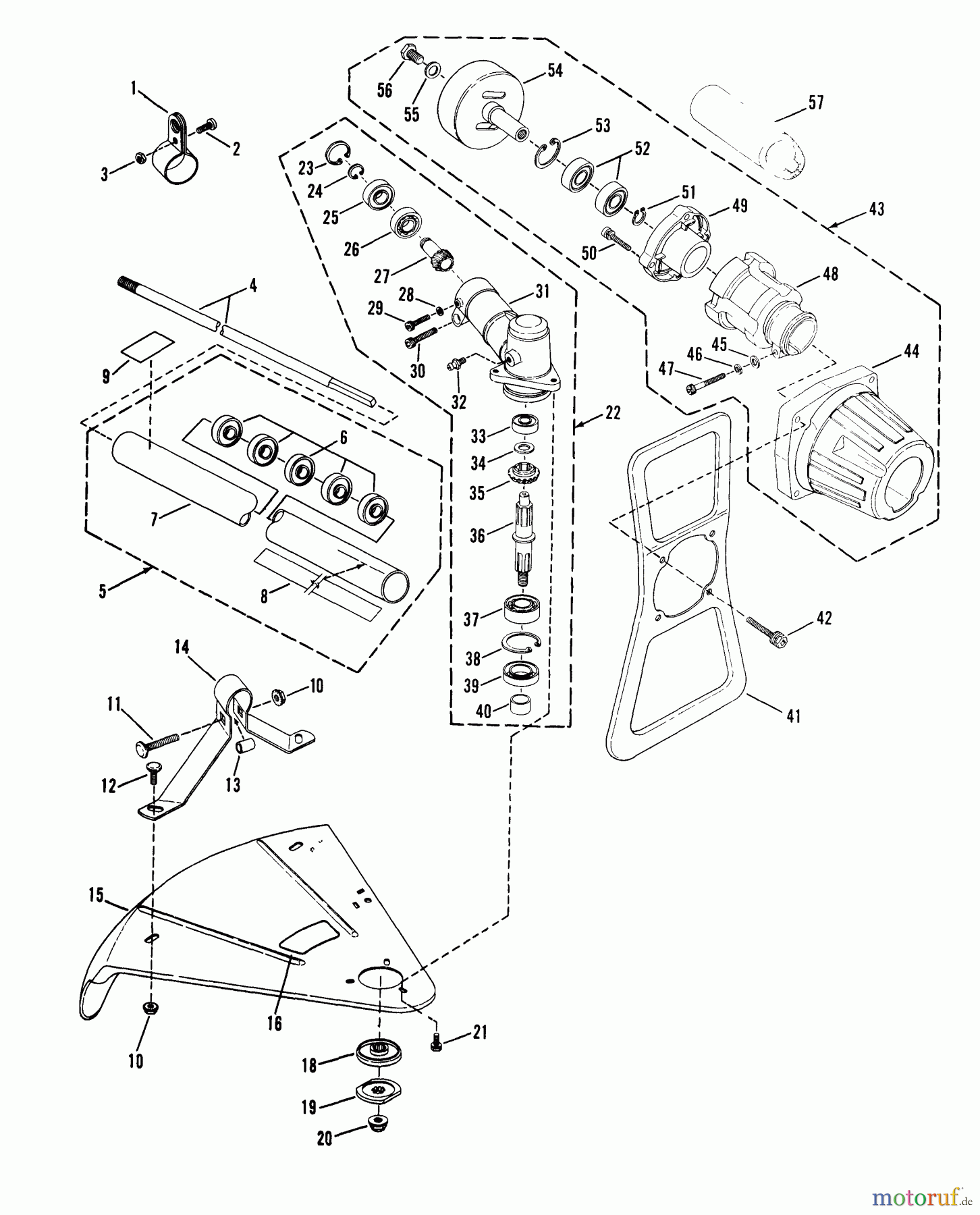 Snapper Trimmer, Motorsensen 4111SST - Snapper 40.6cc Straight Shaft Trimmer, Series 1 Gear Head, Clutch Case And Swivel Handle Assembly (Part 1)