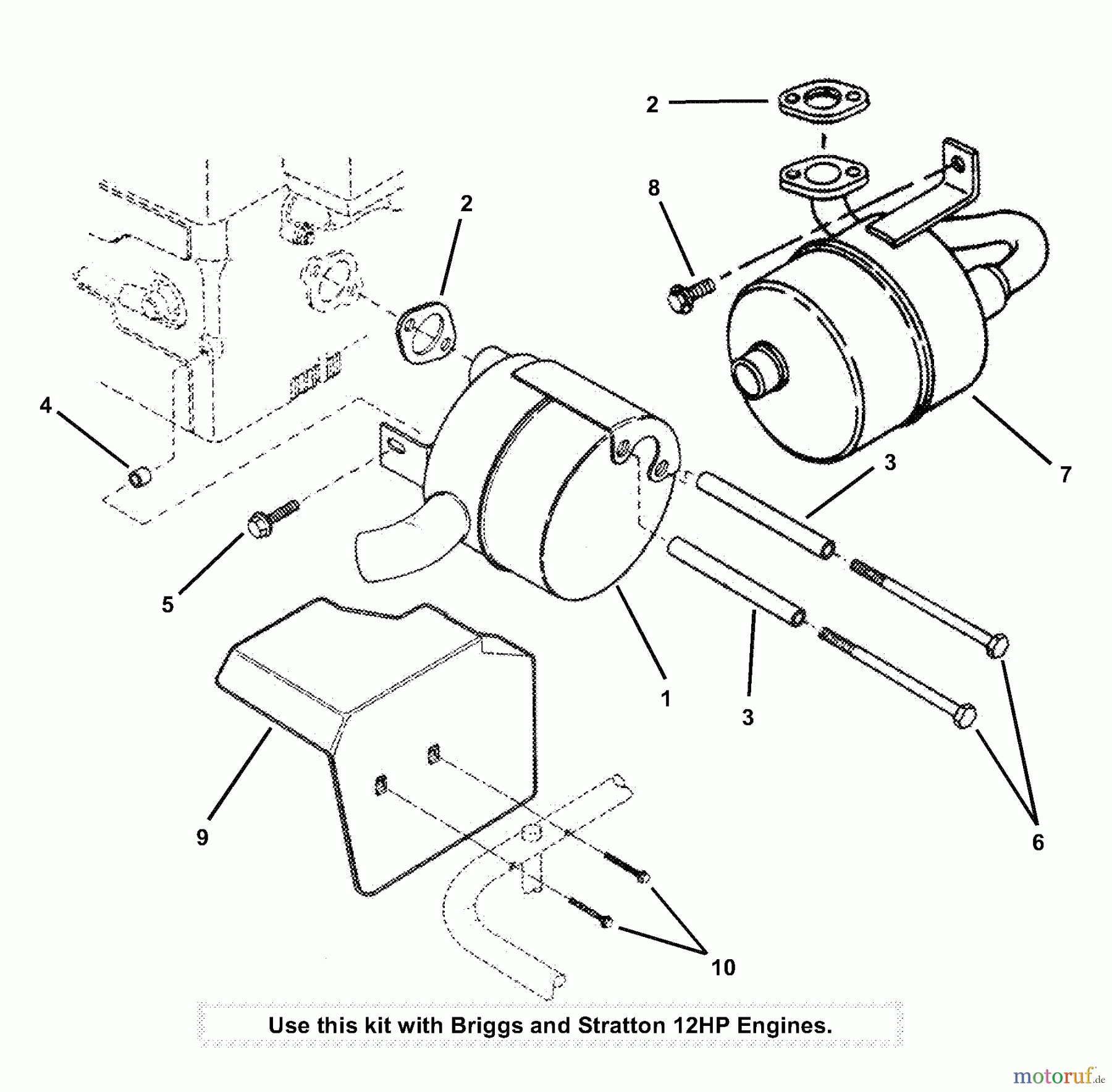  Snapper Zubehör 7060857 - Snapper Muffler Kit, 12 HP (Briggs & Stratton) Briggs 12HP Muffler