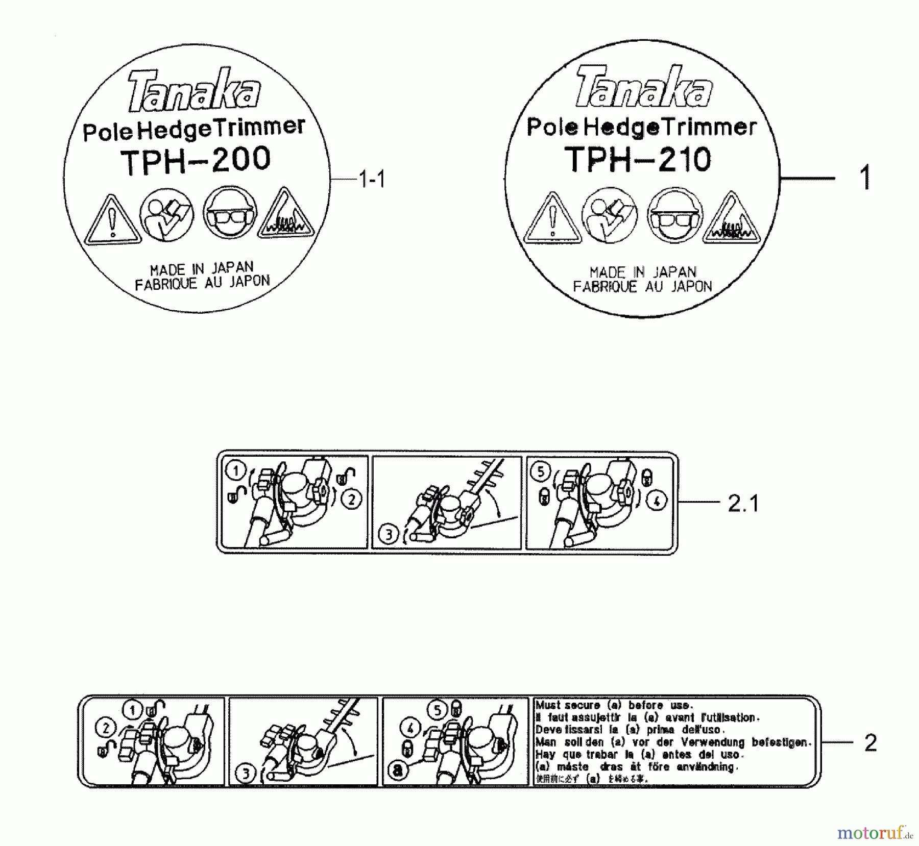  Tanaka Zubehör TPH-200 - Tanaka Articulating Hedgetrimmer Attachment Decals