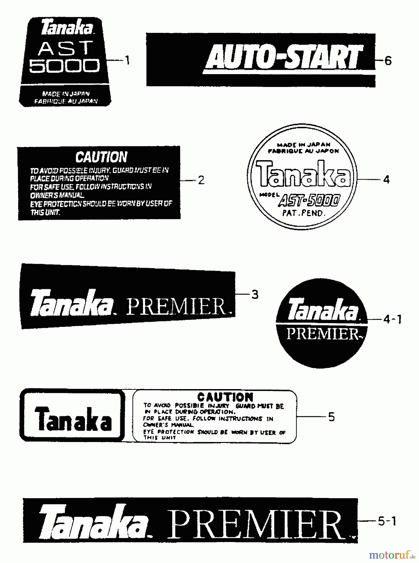  Tanaka Trimmer, Motorsensen AST-5000 - Tanaka AutoStart Trimmer Marks
