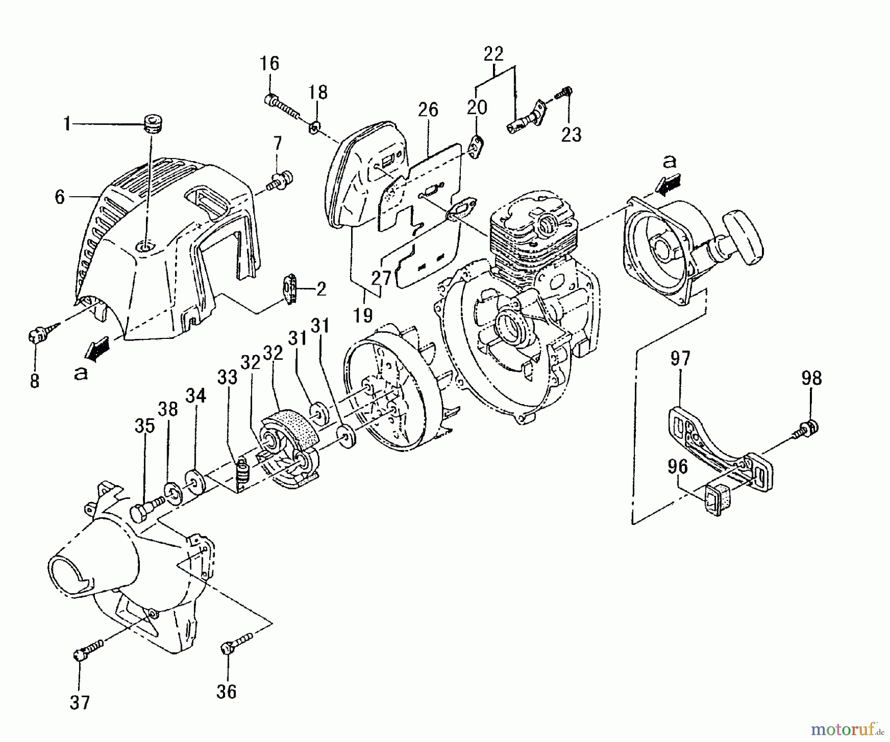 Tanaka Trimmer, Motorsensen TBC-250 - Tanaka Grass Trimmer / Brush Cutter Clutch, Muffler, Cover