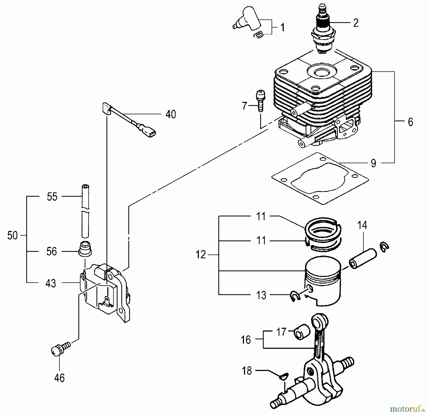  Tanaka Motoren PF-3300 - Tanaka Utility / Scooter Engine Cylinder, Piston, Crankshaft, Ignition