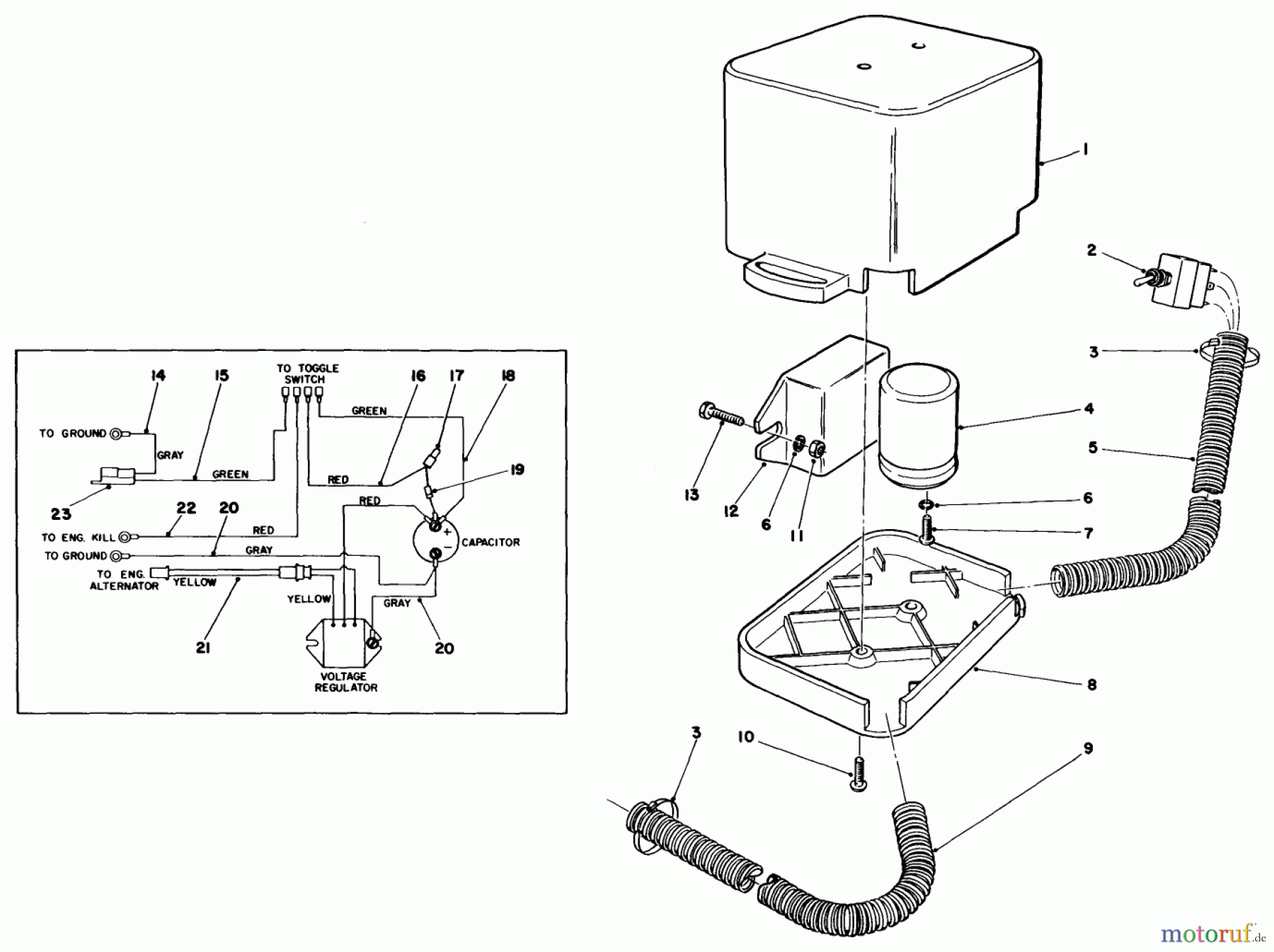 Toro Neu Mowers, Drive Unit Only 30108 - Toro Mid-Size Proline Gear Traction Unit, 8 hp, 1984 (4000001-4999999) ELECTRICAL PACKAGE