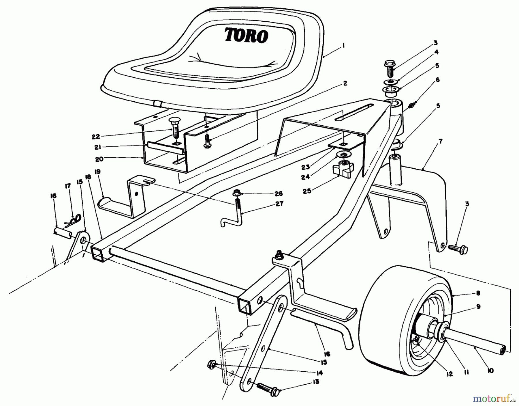  Toro Neu Mowers, Drive Unit Only 30108 - Toro Mid-Size Proline Gear Traction Unit, 8 hp, 1984 (4000001-4999999) SULKY MODEL NO. 30120 (OPTIONAL)