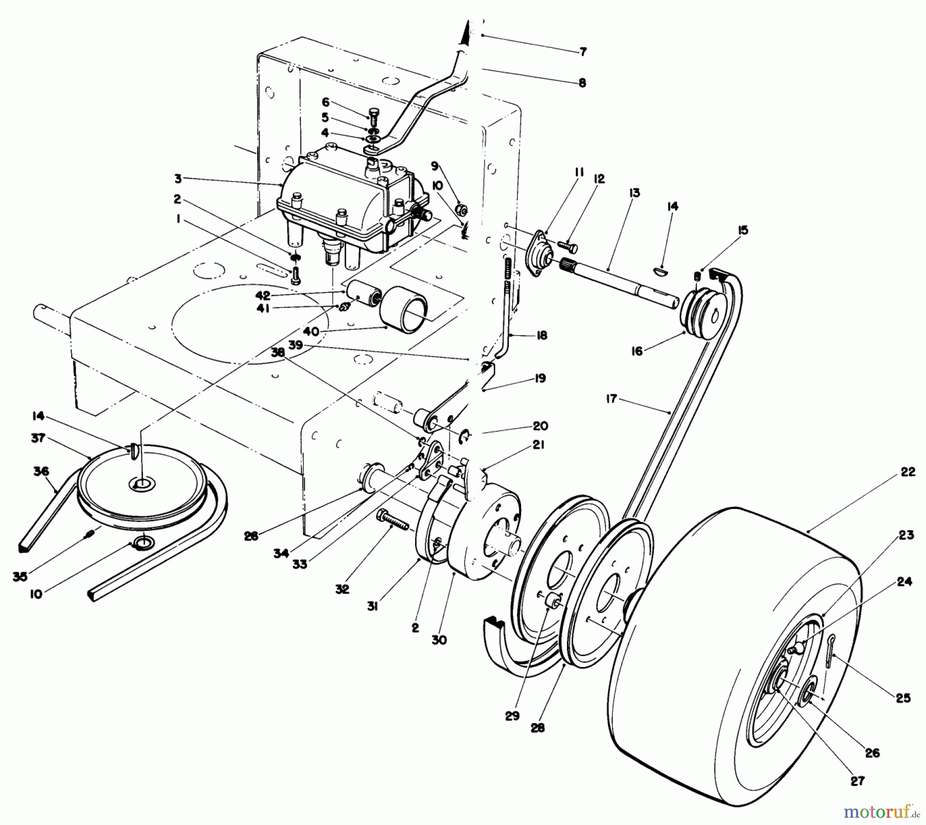  Toro Neu Mowers, Drive Unit Only 30113 - Toro Mid-Size Proline Gear Traction Unit, 8 hp, 1986 (6000001-6999999) AXLE ASSEMBLY