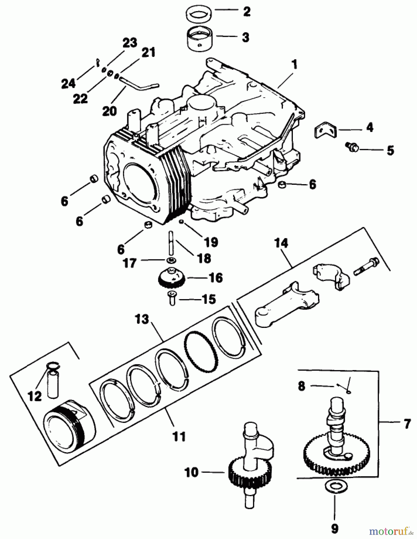  Toro Neu Mowers, Drive Unit Only 30156 - Toro Mid-Size Proline Gear Traction Unit, 12.5 hp, 1991 (100001-199999) CRANKCASE-ENGINE KOHLER MODEL CV12.5T SPEC. NO. 1254