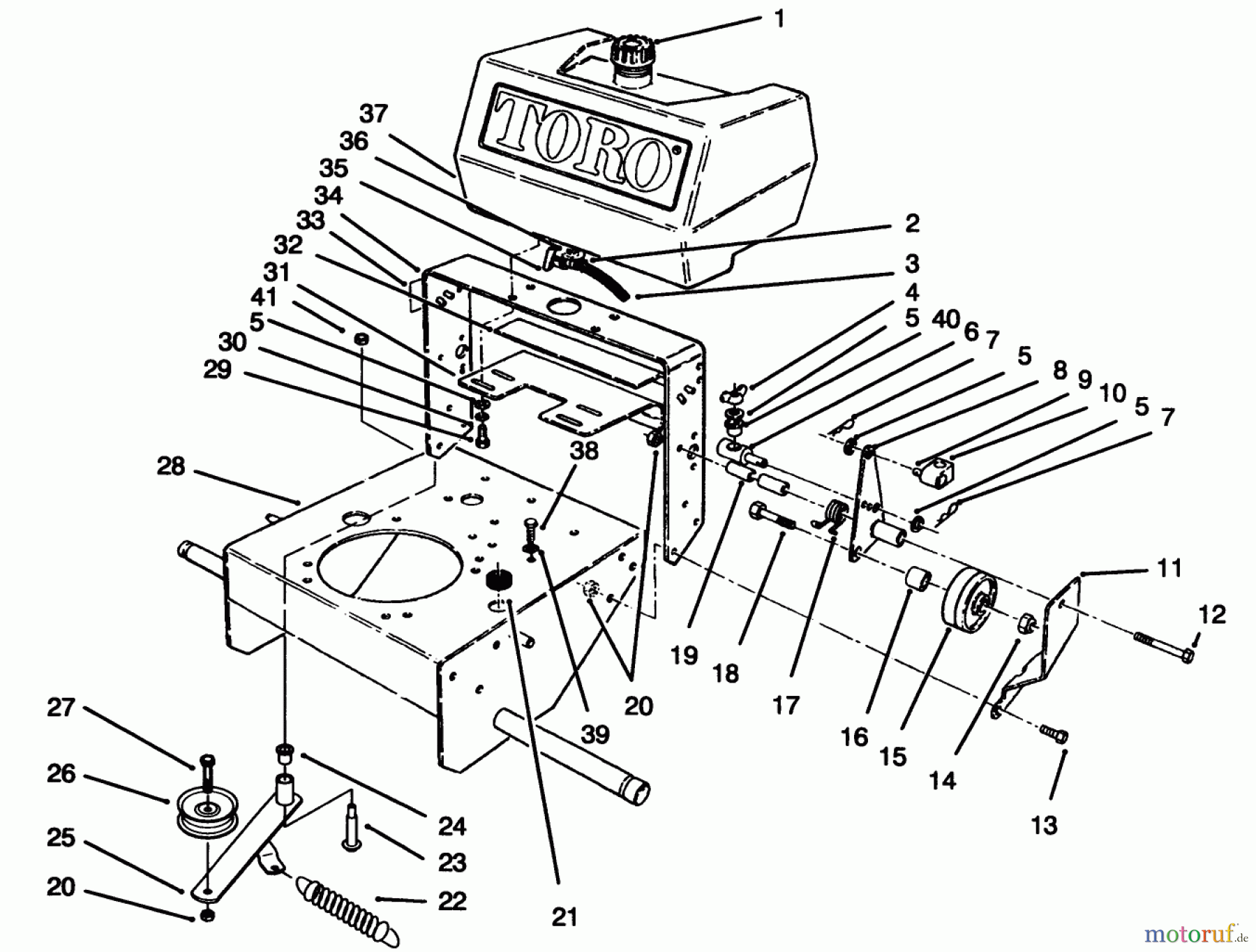 Toro Neu Mowers, Drive Unit Only 30176 - Toro Mid-Size Proline Gear Traction Unit, 14 hp, 1995 (590001-599999) FRAME ASSEMBLY