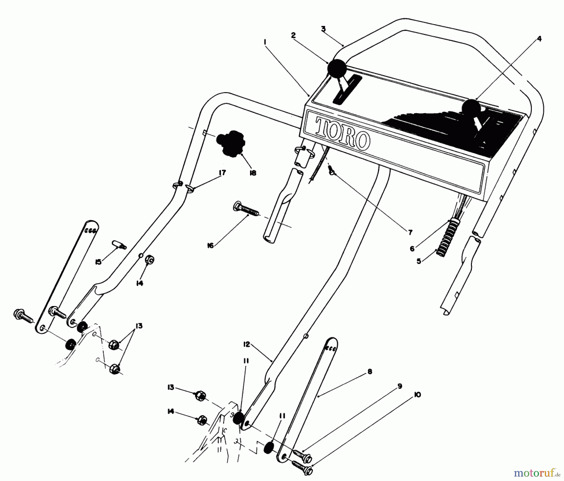  Toro Neu Mowers, Walk-Behind Seite 1 20620 - Toro Lawnmower, 1986 (6000001-6999999) HANDLE ASSEMBLY