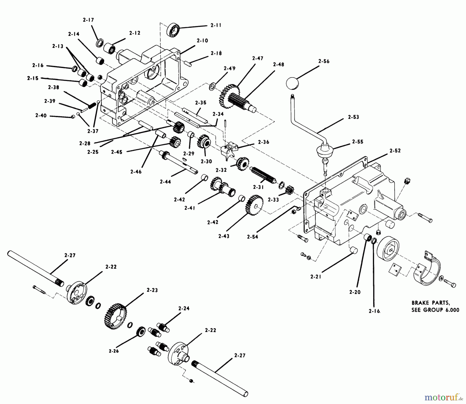  Toro Neu Mowers, Lawn & Garden Tractor Seite 1 1-0141 (B-80) - Toro B-80 4-Speed Tractor, 1975 B-100 PARTS MANUAL 2.000 TRANSMISSION (FIG. 2)