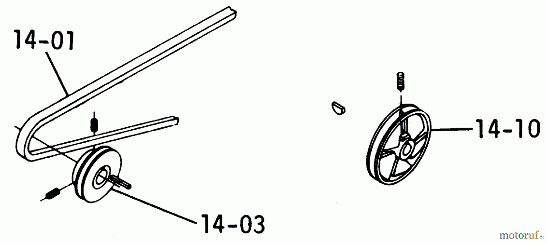  Toro Neu Mowers, Lawn & Garden Tractor Seite 1 1-0357 (C-120) - Toro C-120 8-Speed Tractor, 1975 14.000 DRIVE BELTS AND PULLEYS (FIG. 14A)